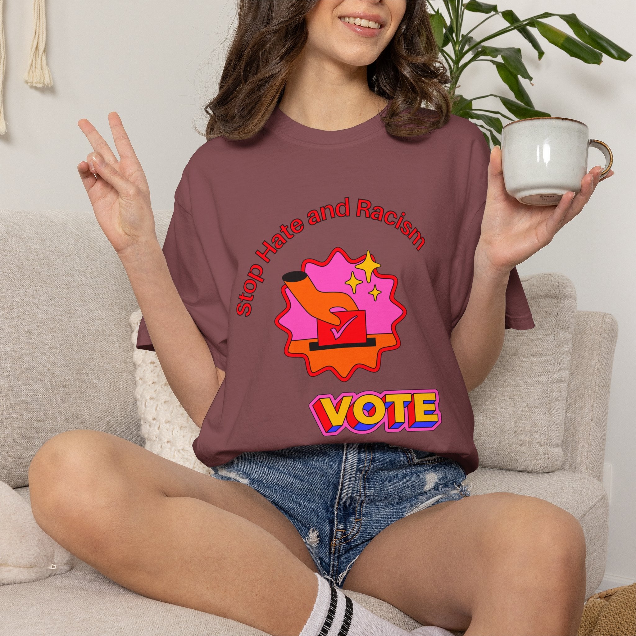 Vote: Stop Hate and Racism Graphic T-Shirt