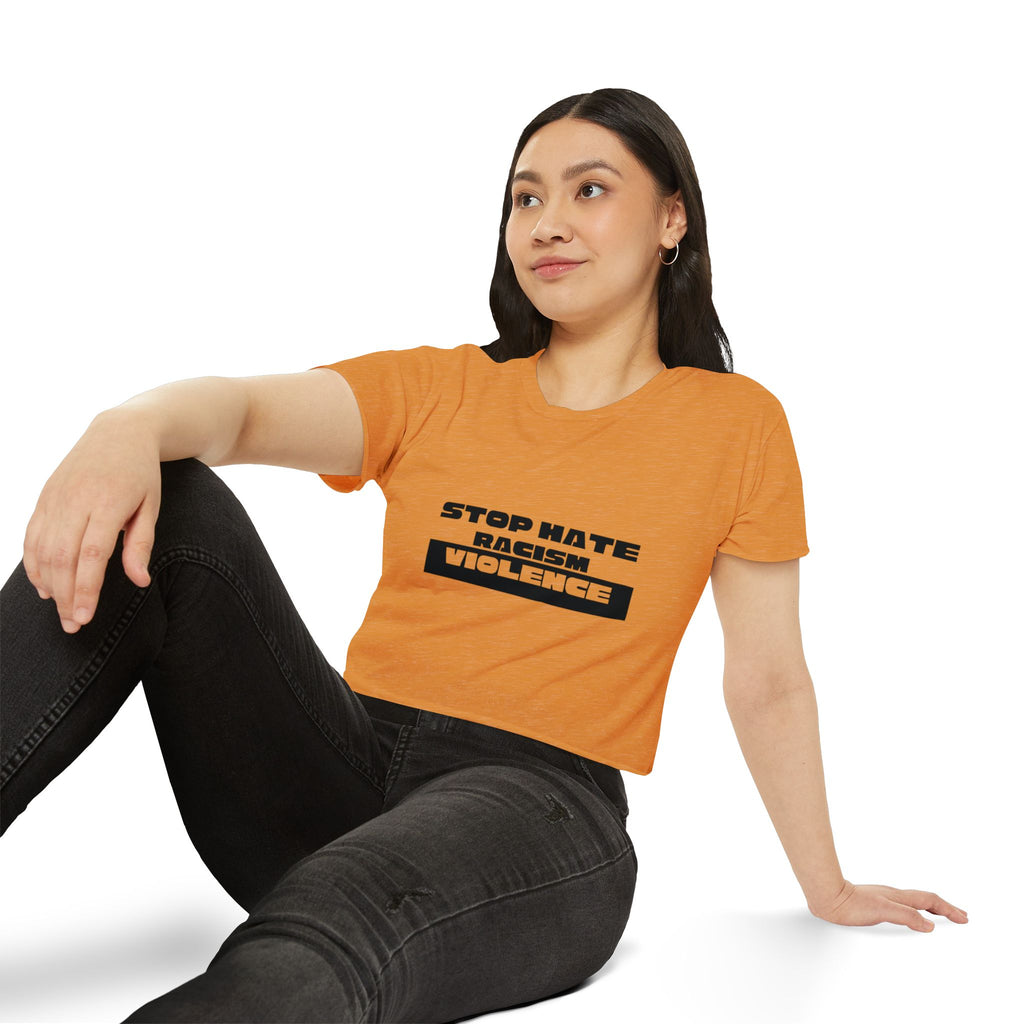 Stop Hate Racism Violence Crop Top — Women's Protest Festival Tee