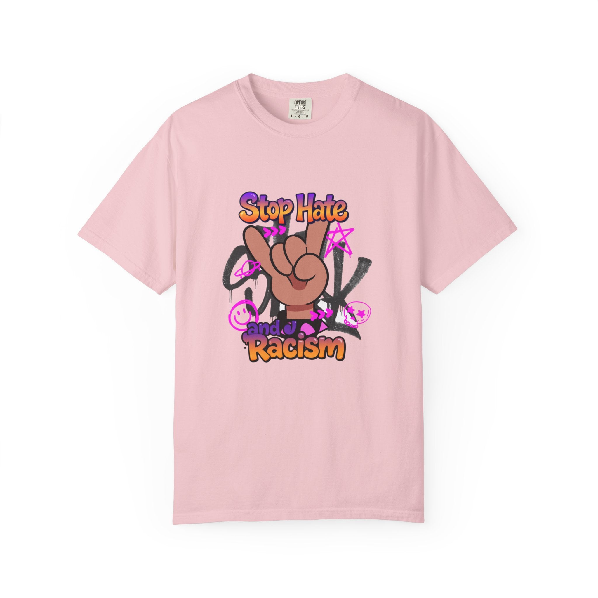 Stop Hate and Racism Graphic T-Shirt – Anti-Racism Solidarity Tee