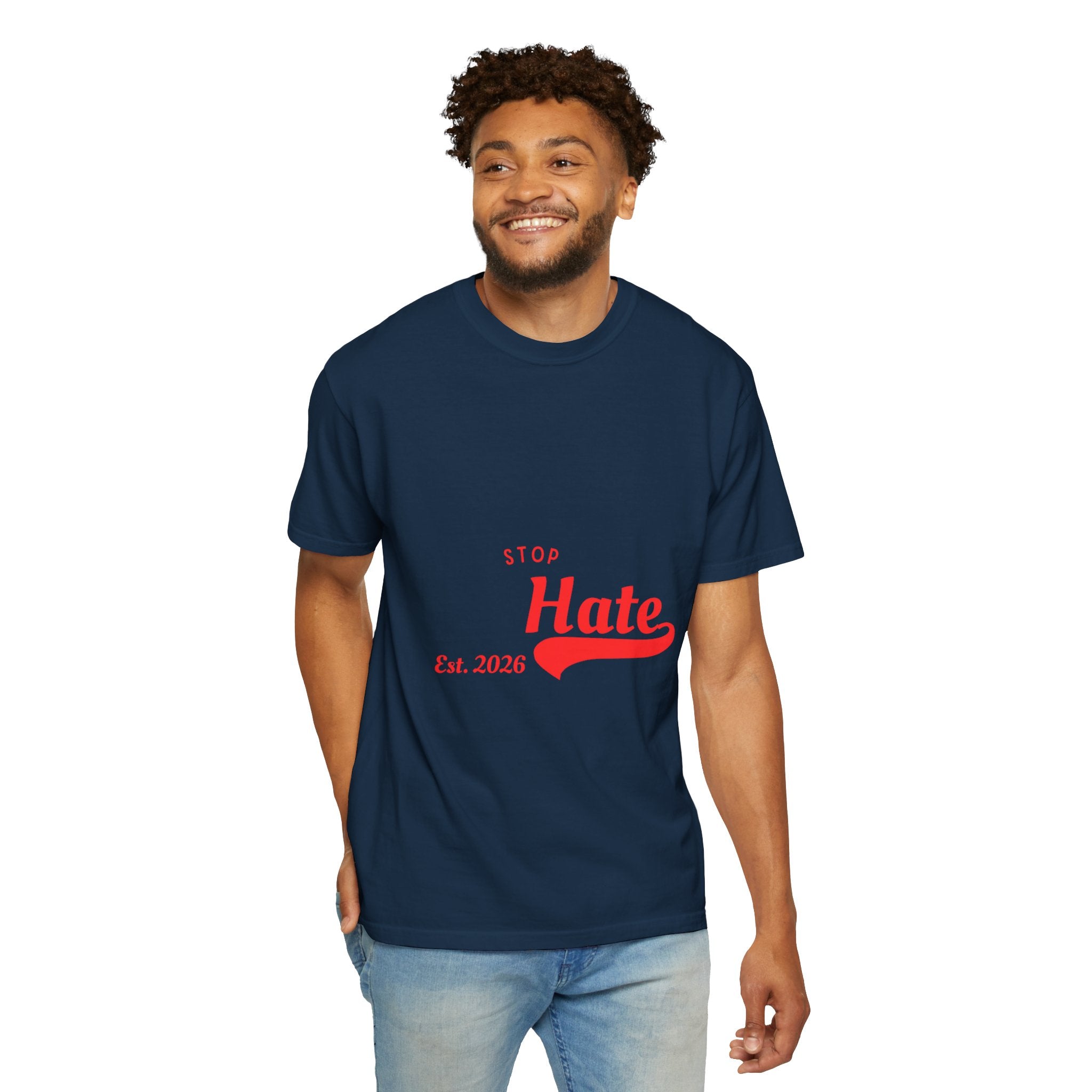 Stop Hate T-Shirt — Retro Script 'Est. 2026' Anti-Hate Graphic Tee