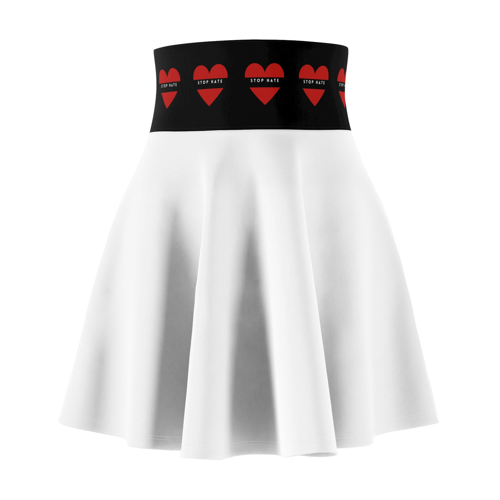 Skater Skirt — Black Waistband with Red Hearts “Stop Hate”