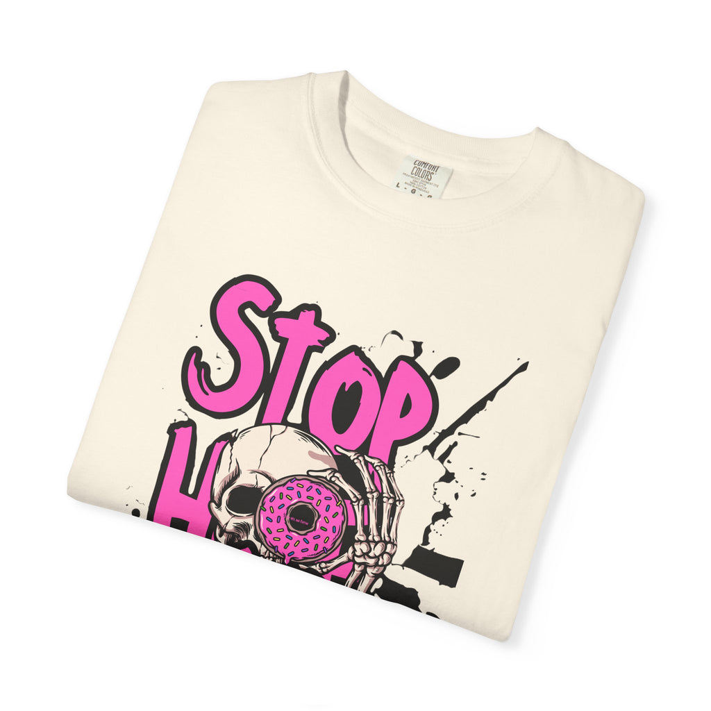 Stop H8 and Racism Graphic Tee — Anti-Racism Skull Donut Protest T-Shirt