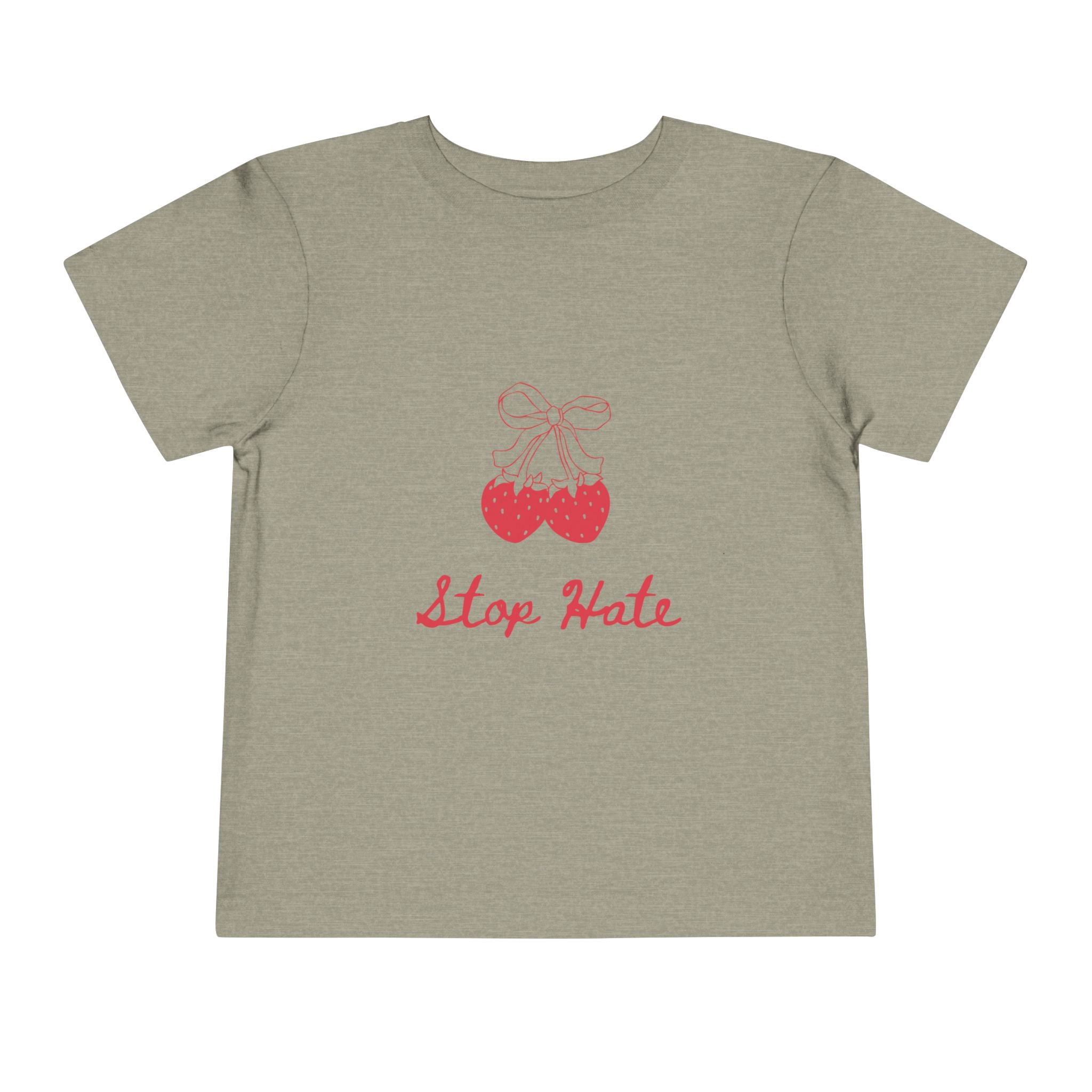 Stop Hate Toddler Tee — Cute Strawberry Heart Graphic Kids Shirt