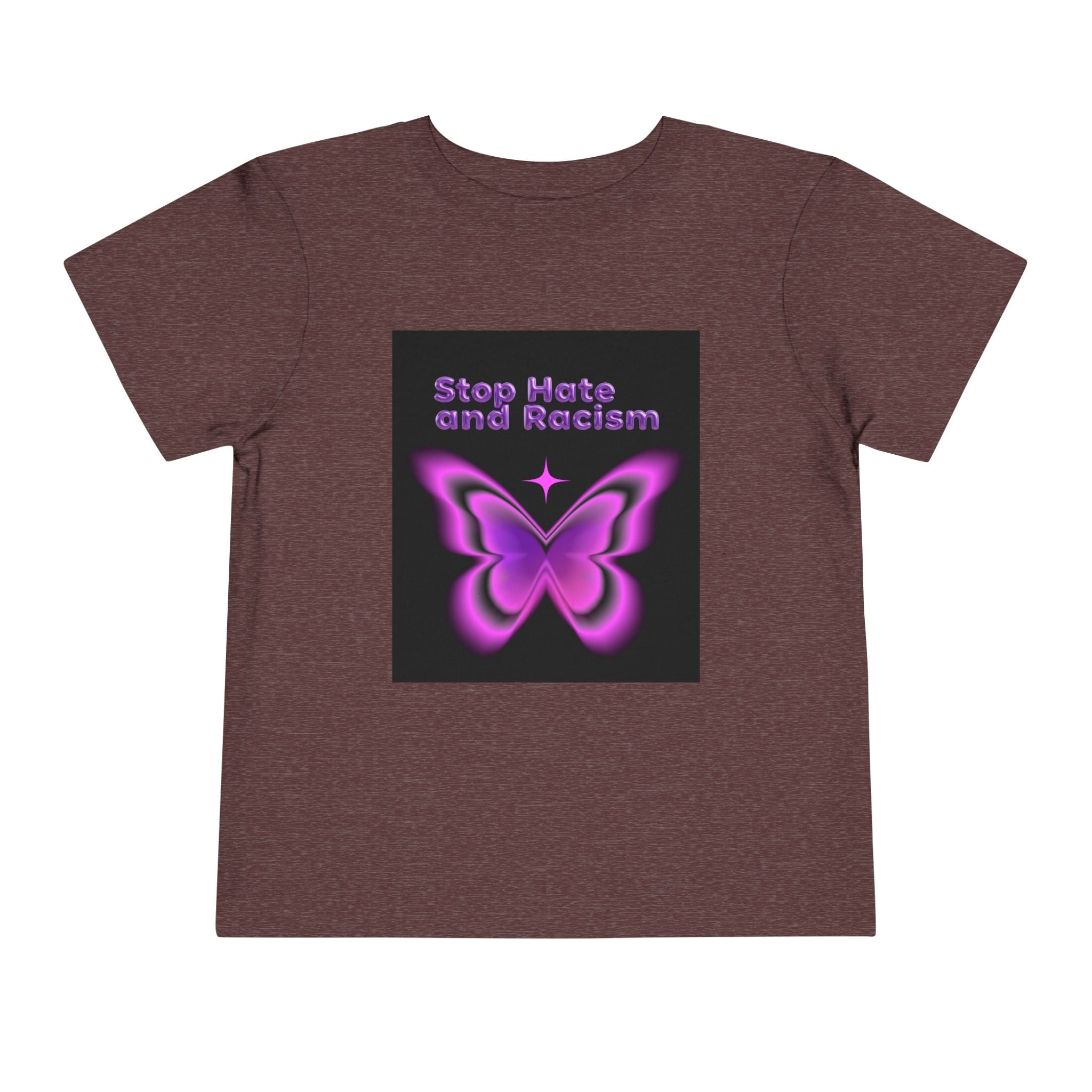 Stop Hate and Racism Toddler Tee — Purple Butterfly Anti-Racism Shirt