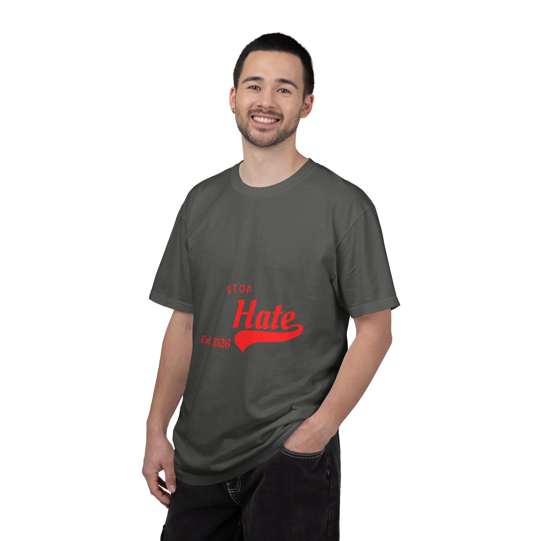 Stop Hate T-Shirt — Retro Script 'Est. 2026' Anti-Hate Graphic Tee