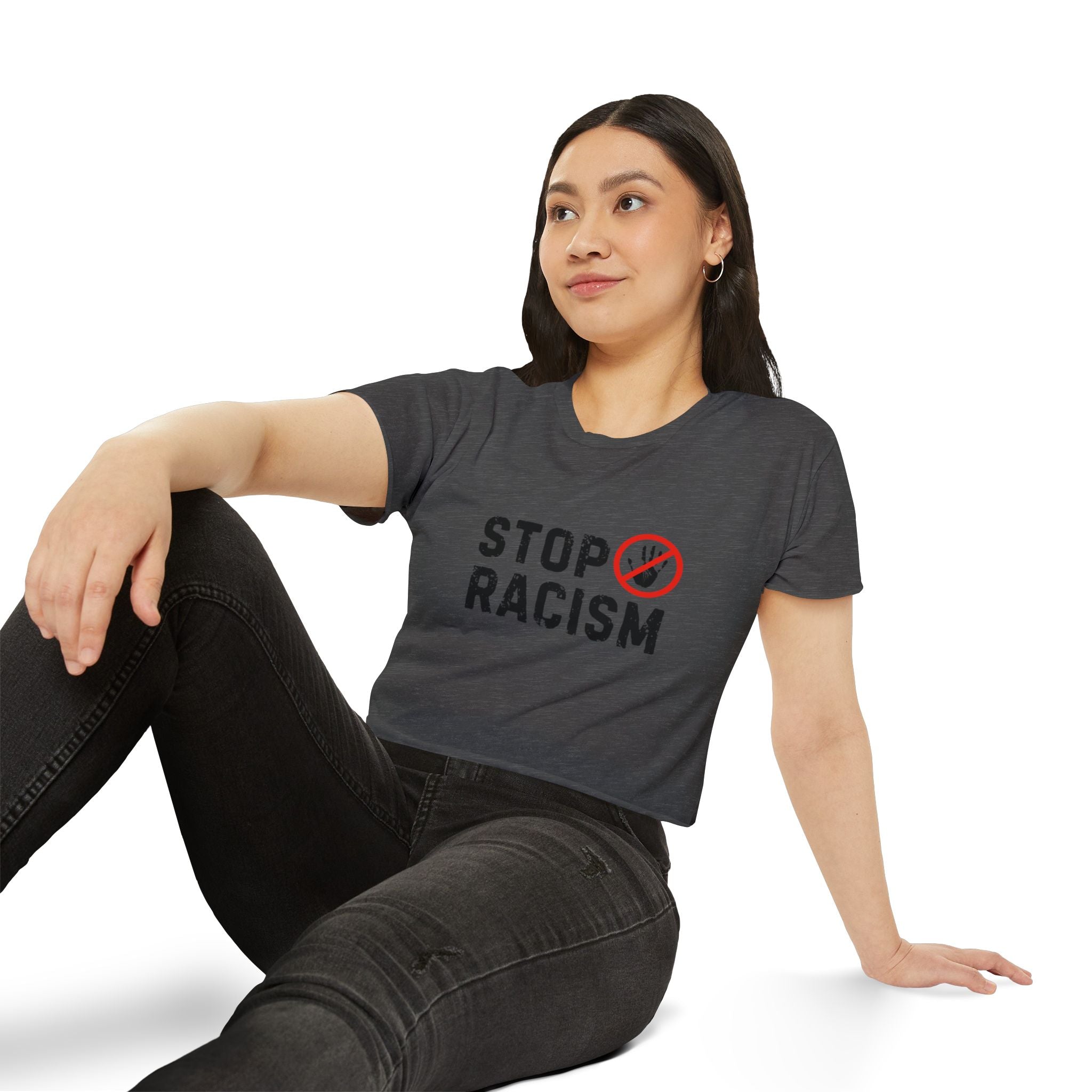 Stop Racism Crop Top — Women's Activist Festival Tee
