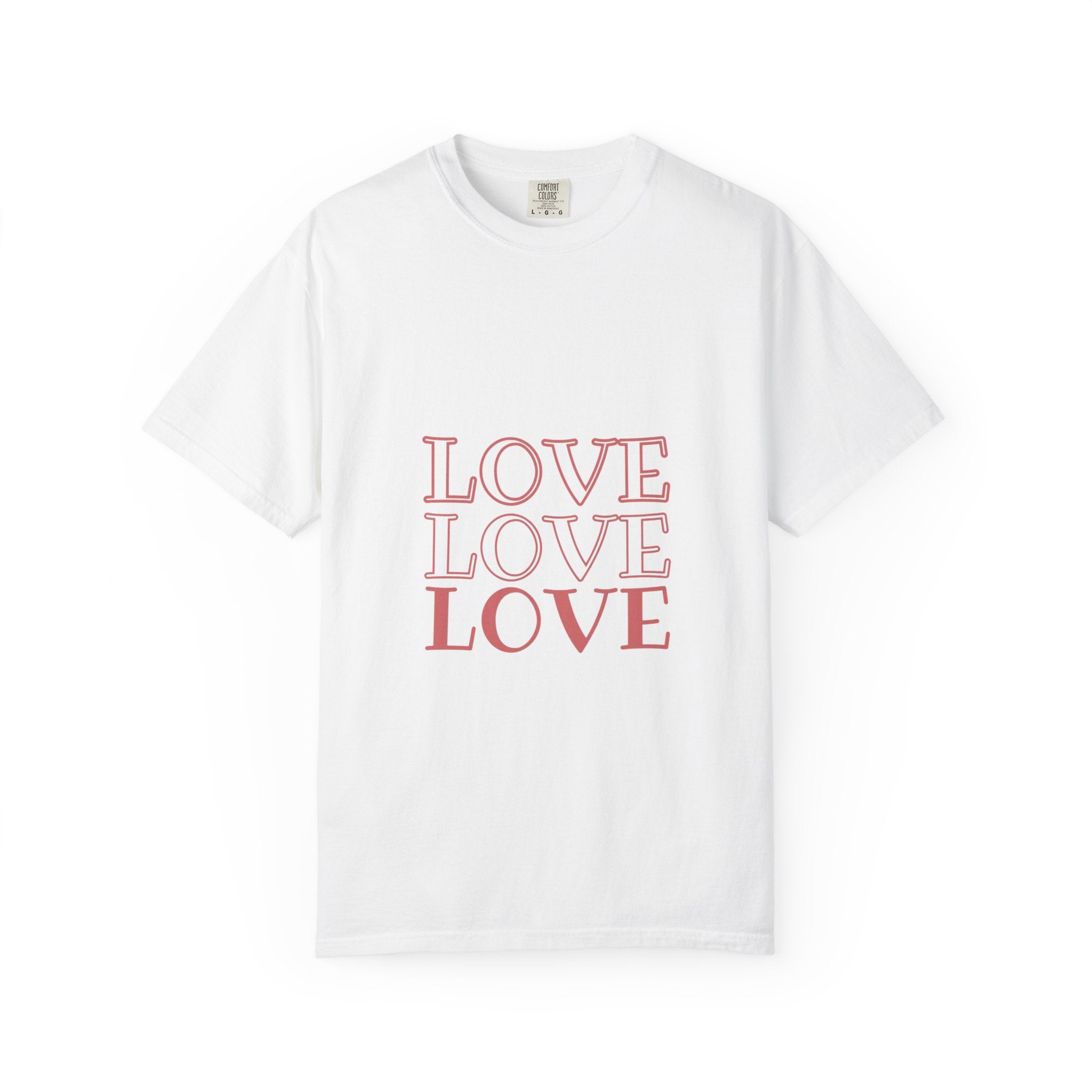 Love Love Love T-Shirt — Vintage Pink Stacked Text Tee