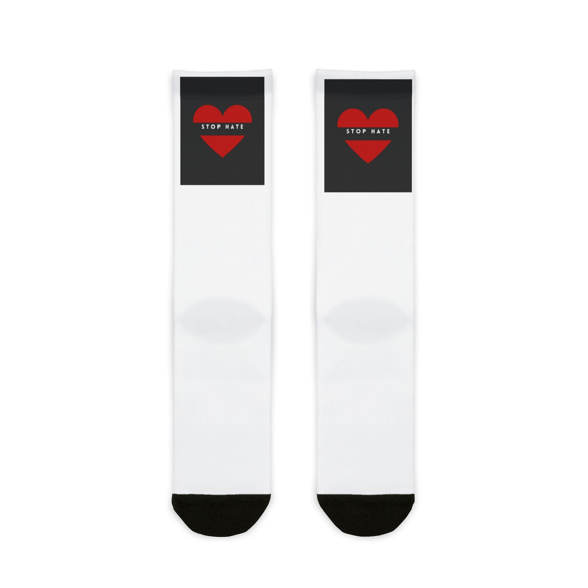 Crew Socks - Black Heart "Stop Hate" Sublimation Socks