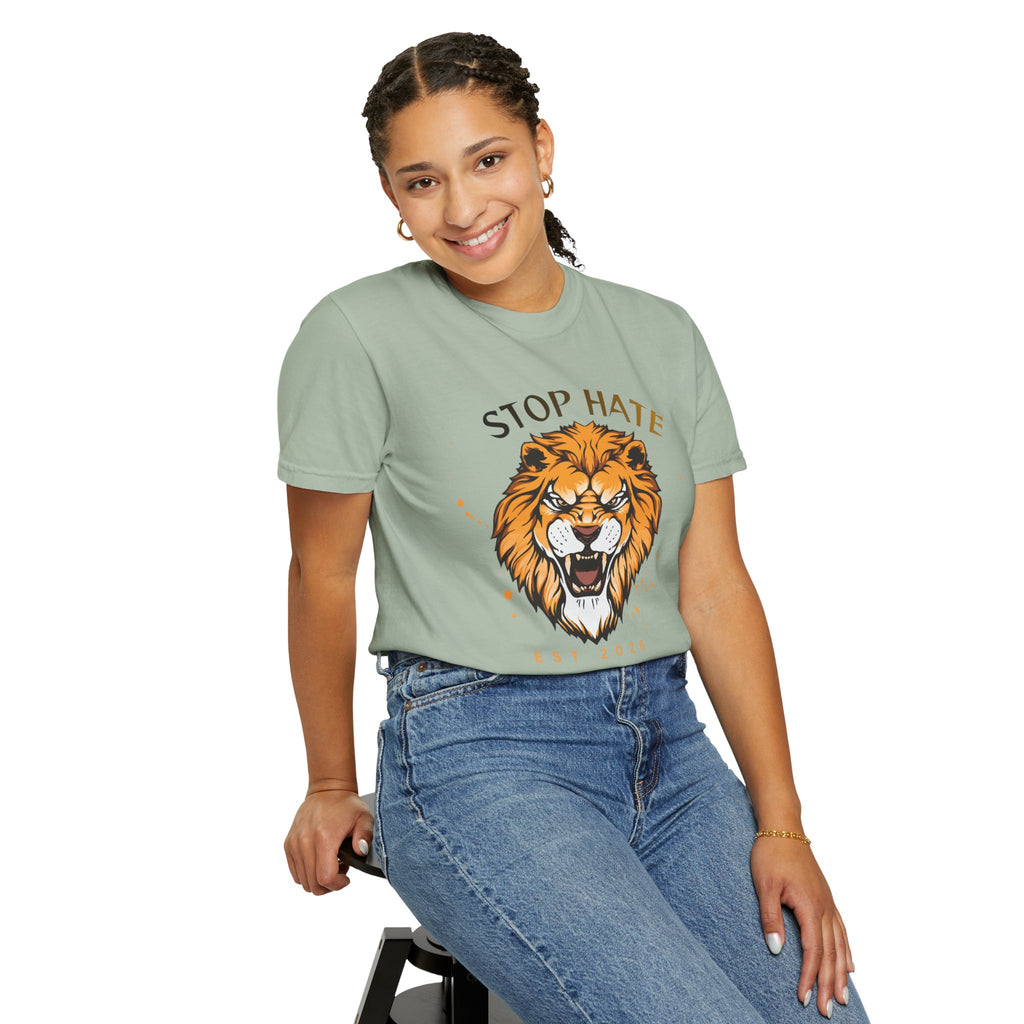 Stop Hate Lion T-Shirt — "Stop Racism and Violence" Statement Tee