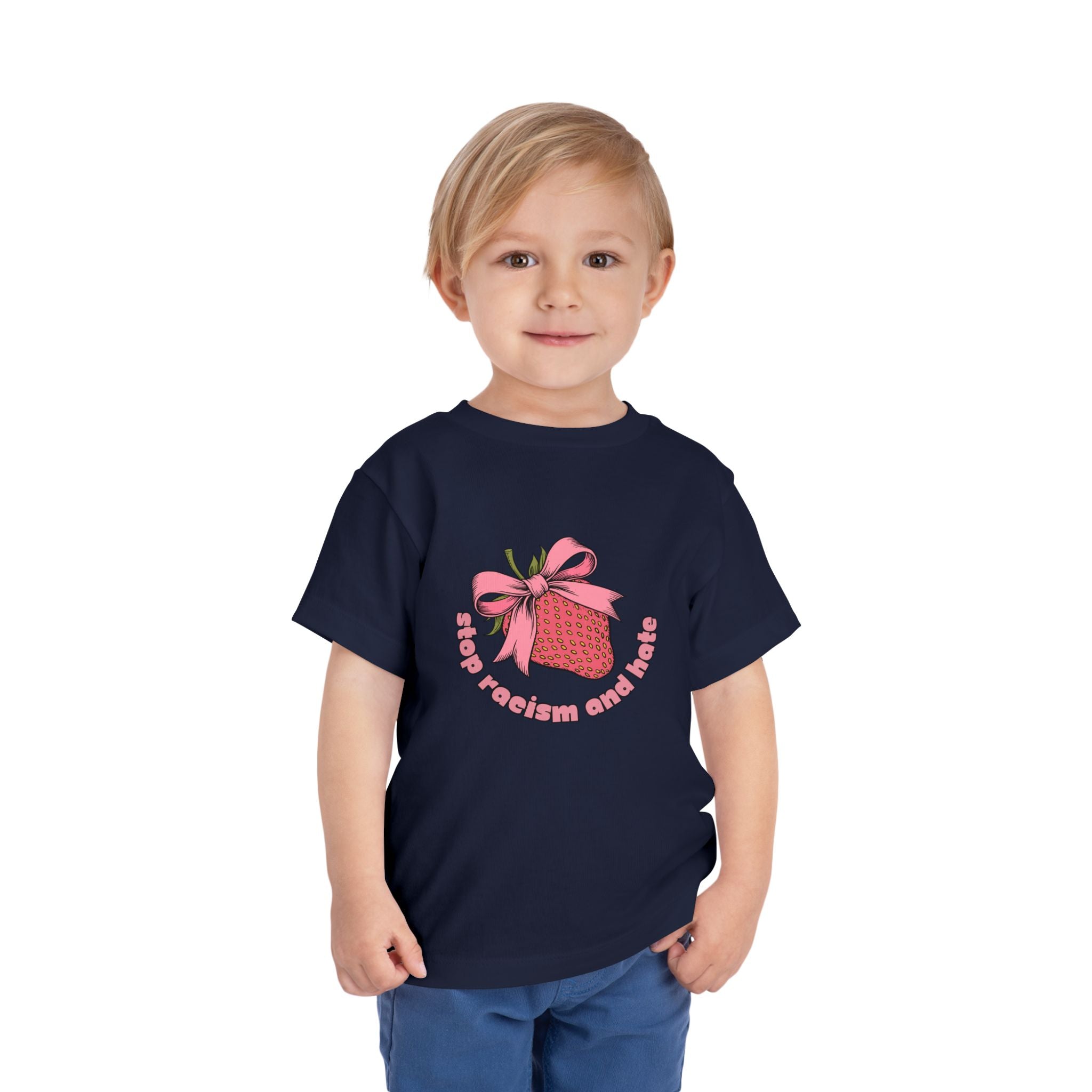 Toddler Tee — Pink Gift Strawberry Graphic "Stop Rockin and Rollin"