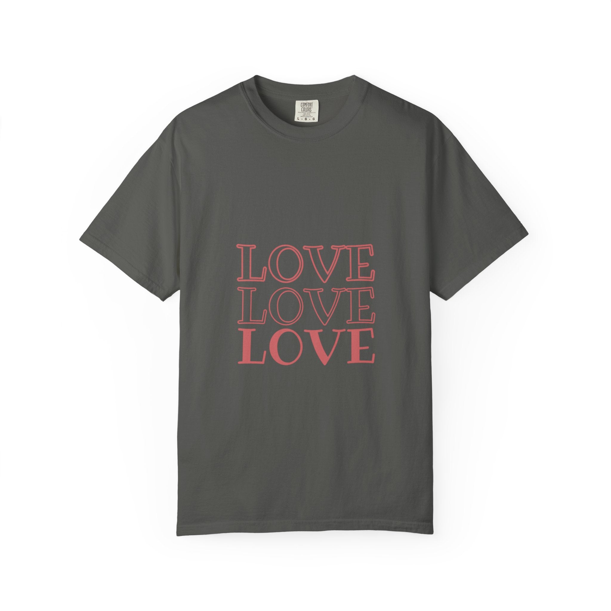 Love Love Love T-Shirt — Vintage Pink Stacked Text Tee
