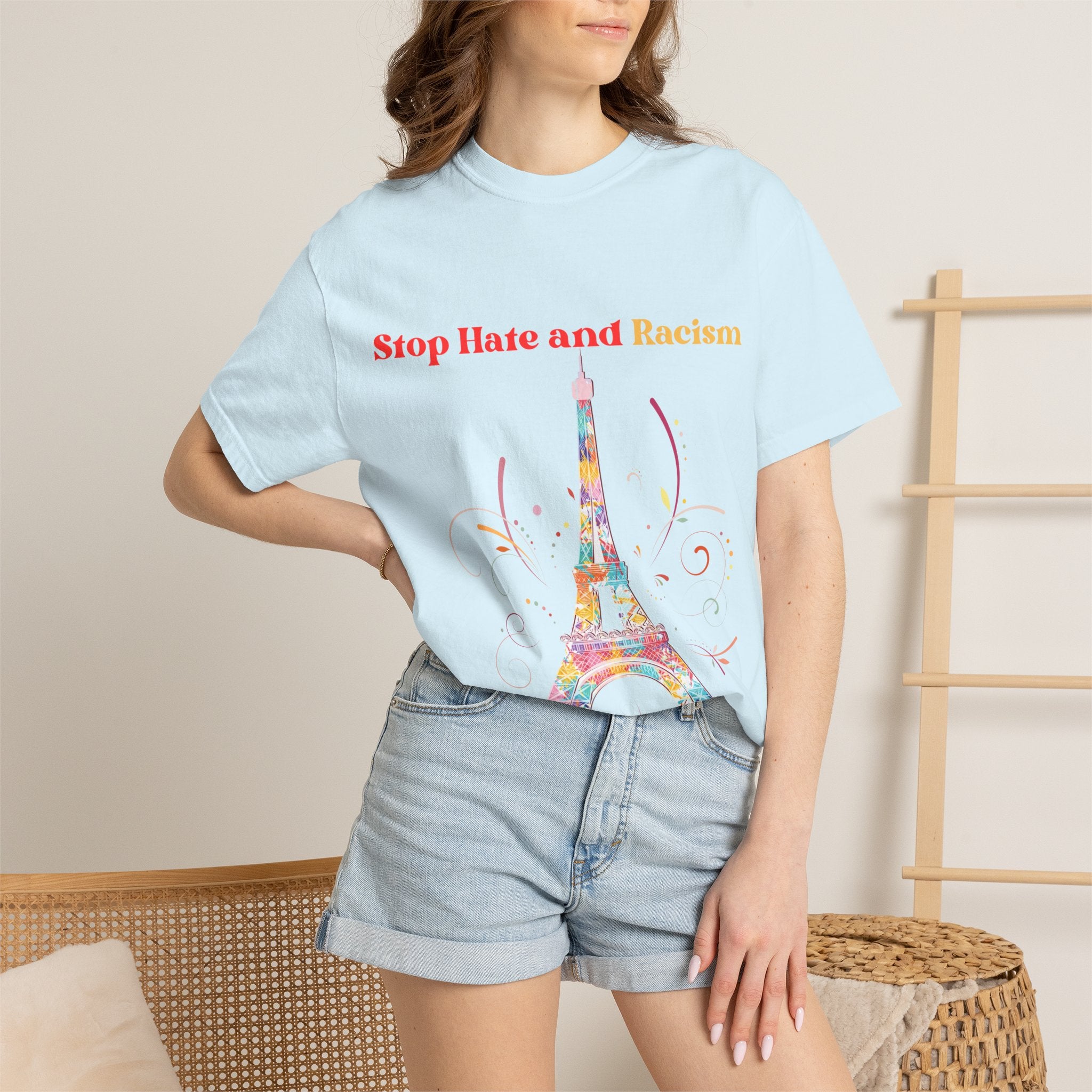 Stop Hate and Racism Eiffel Tower T-Shirt