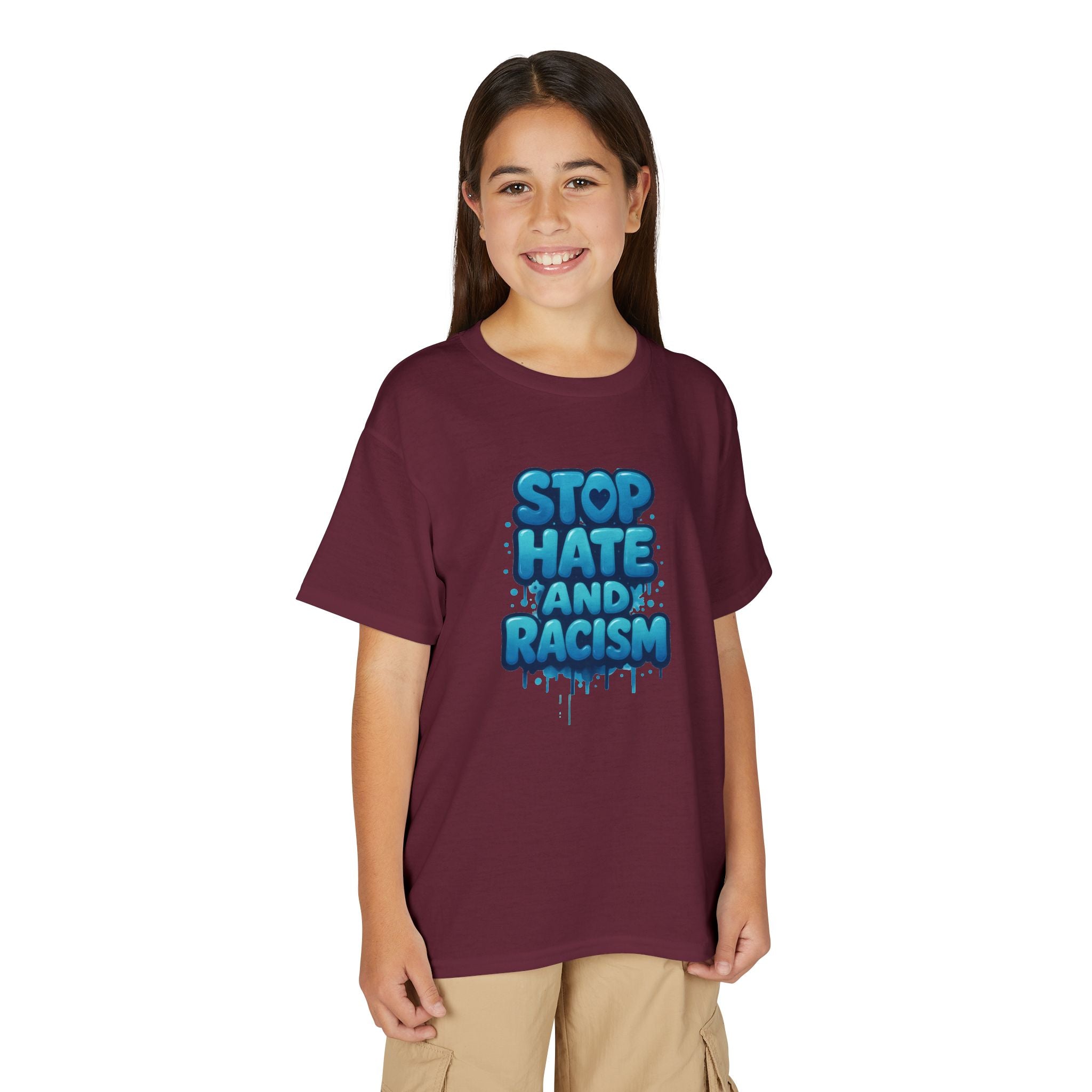 Stop Hate and Racism Youth T-Shirt — Anti-Racism Message Tee