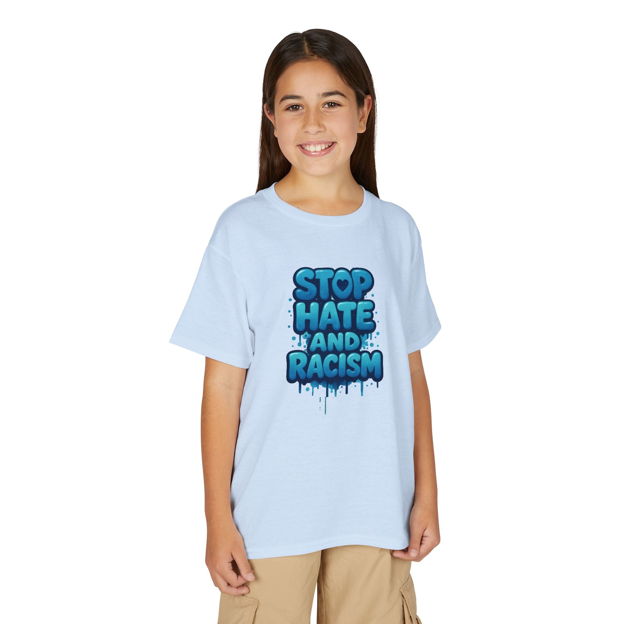 Stop Hate and Racism Youth T-Shirt — Anti-Racism Message Tee