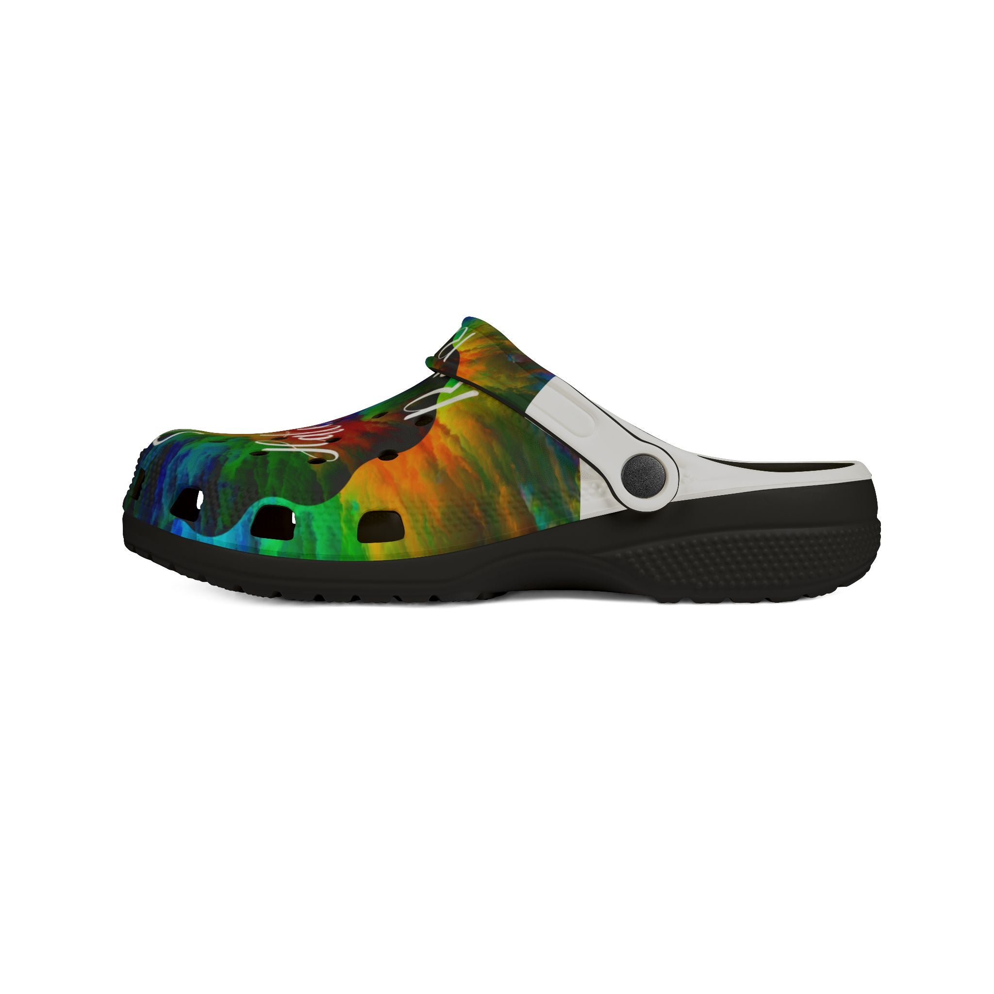 Stop Hate and Racism EVA Foam Clogs — Colorful Tie-Dye Statement Shoes