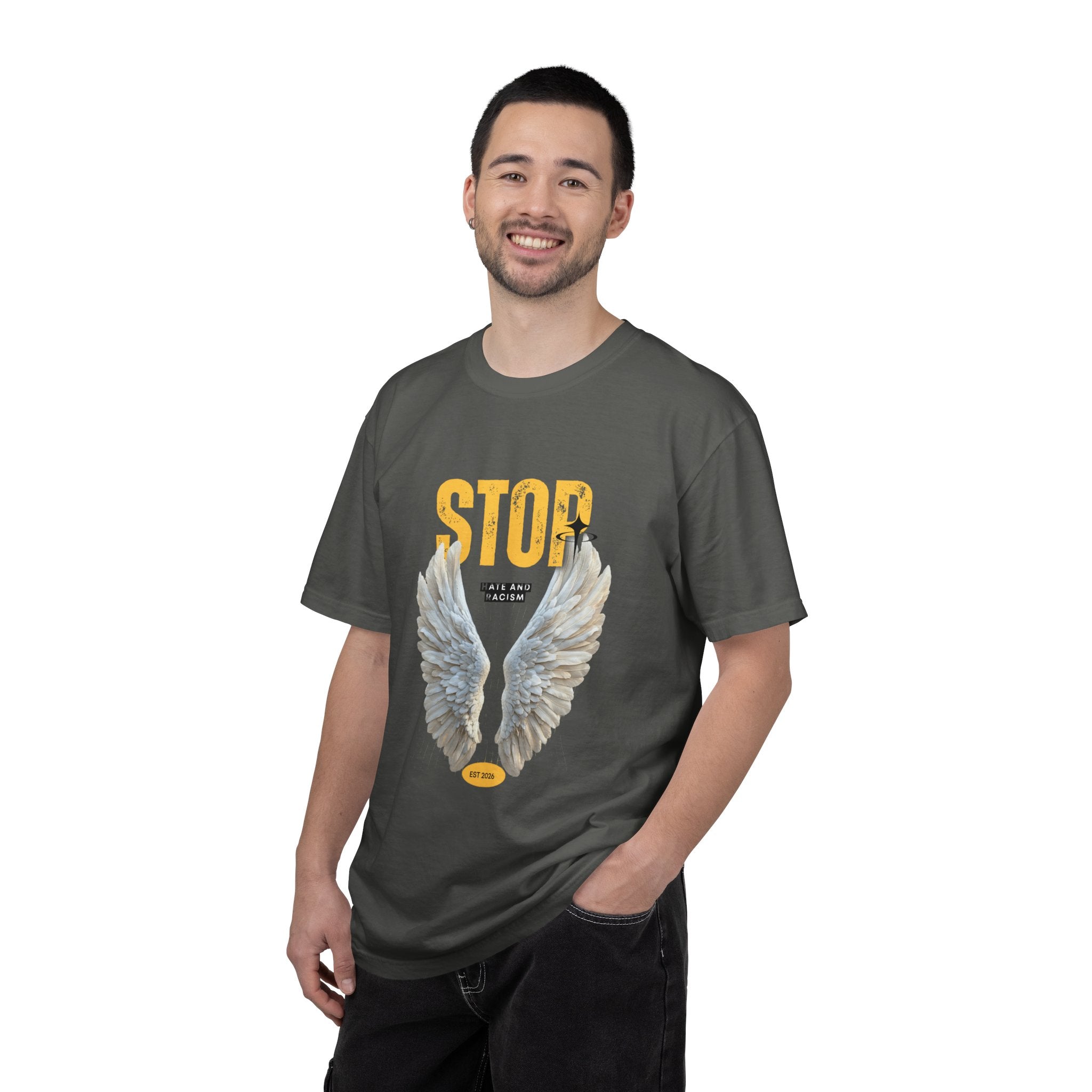Angel Wings "STOP" Graphic T‑Shirt