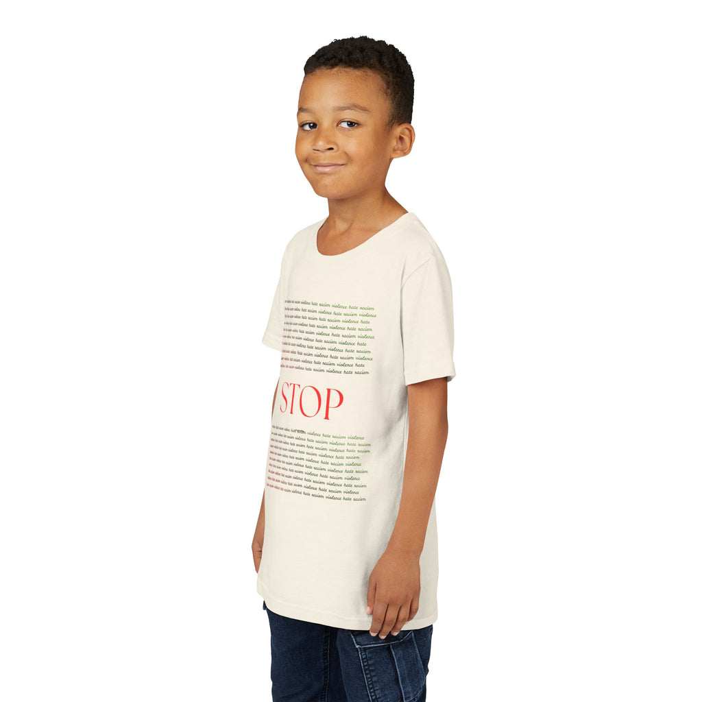 Youth Tee — Bold Yellow 'STOP' Graphic Kids T‑Shirt
