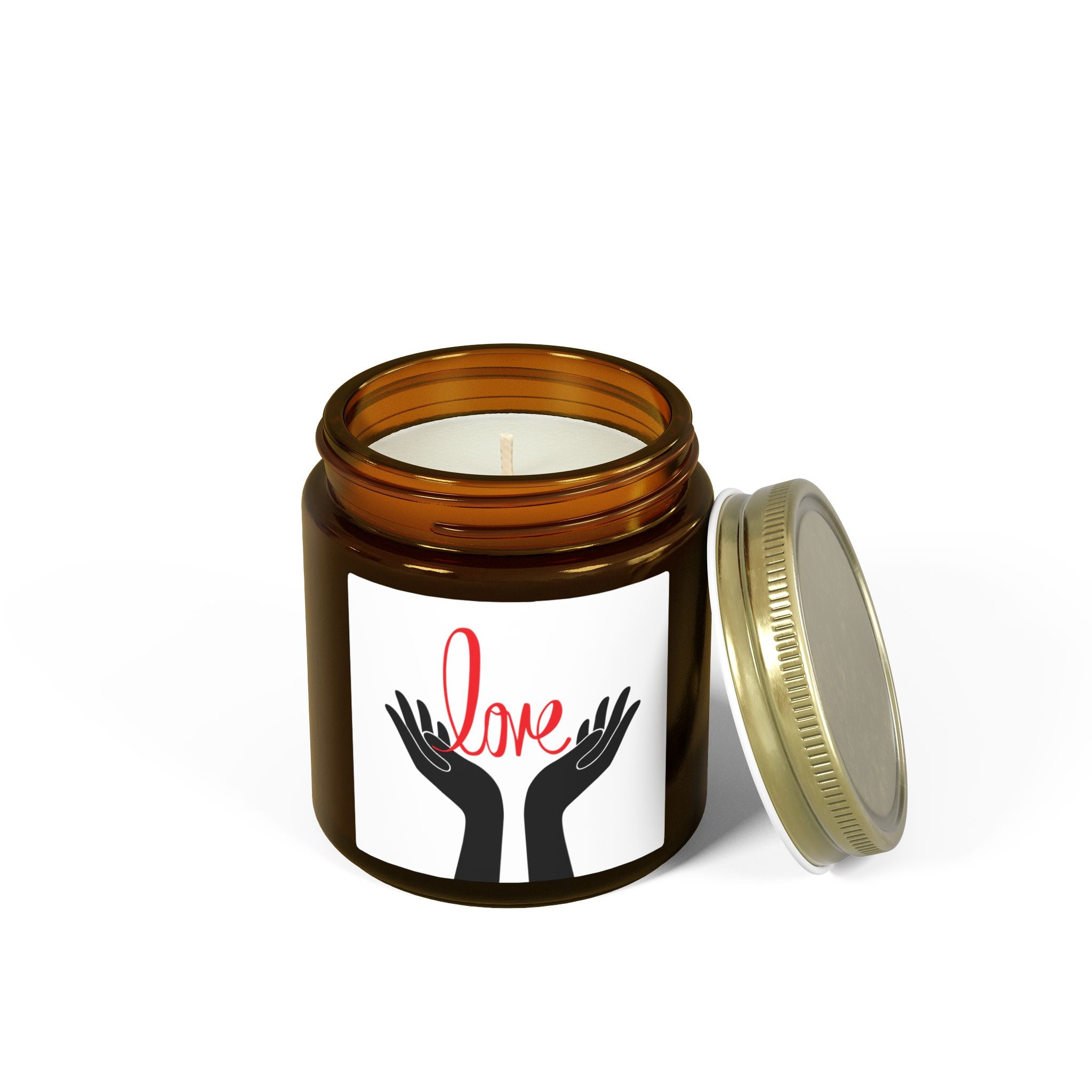 Coconut Apricot Scented Candle — 'Love' Hands Jar (4oz & 9oz)