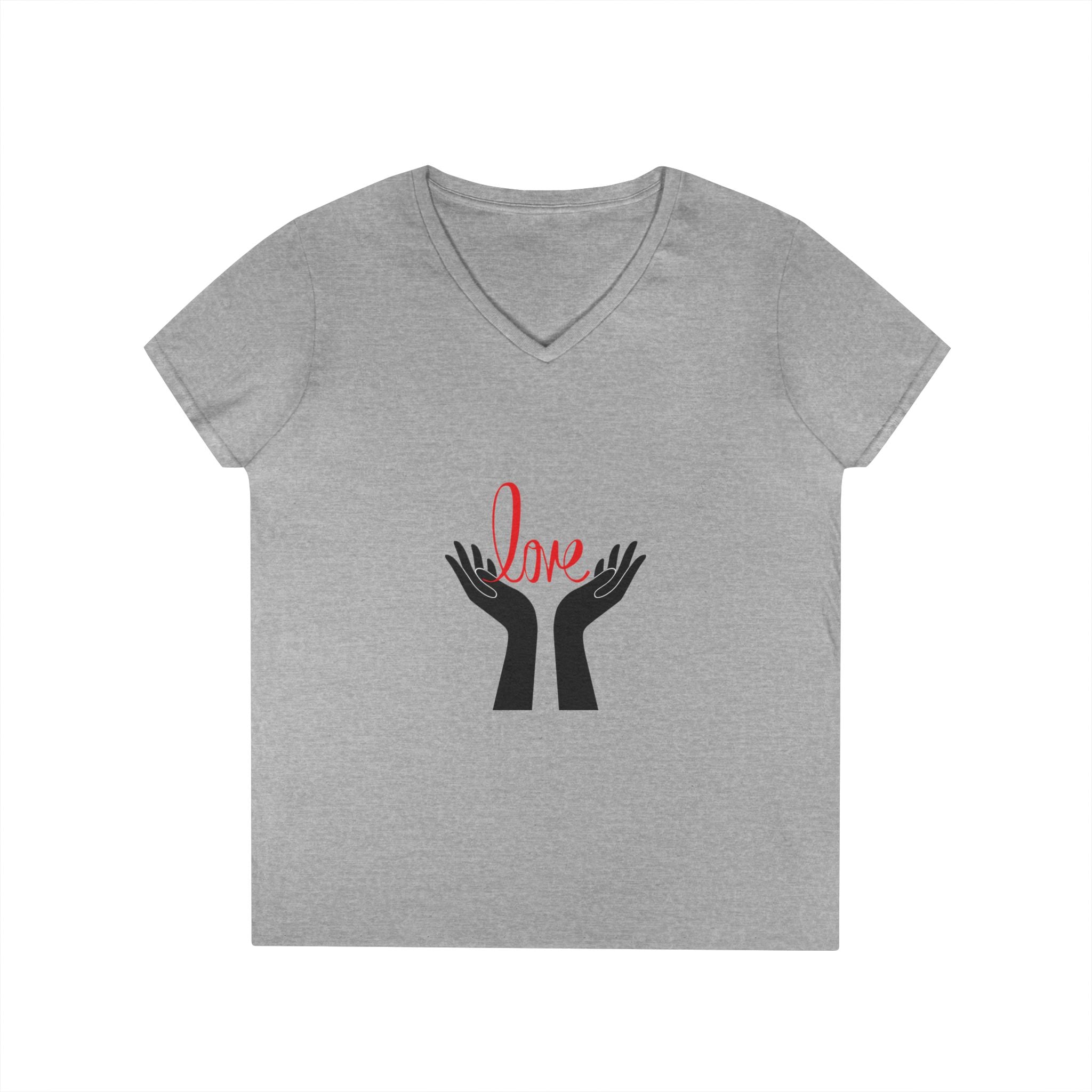 Love Hands V-Neck Tee — Women's Graphic Love T-Shirt