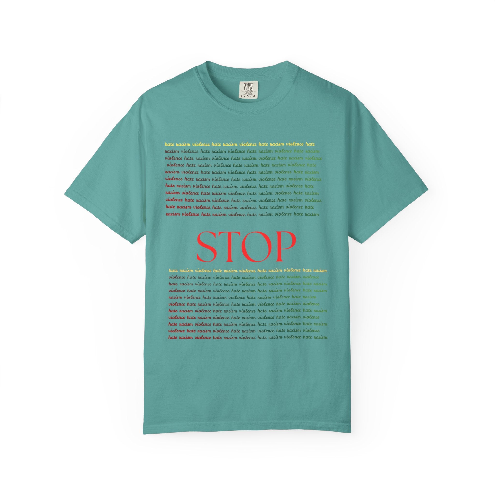 Stop Screen Tee — Black Graphic T-Shirt with Bold RED “STOP” Message