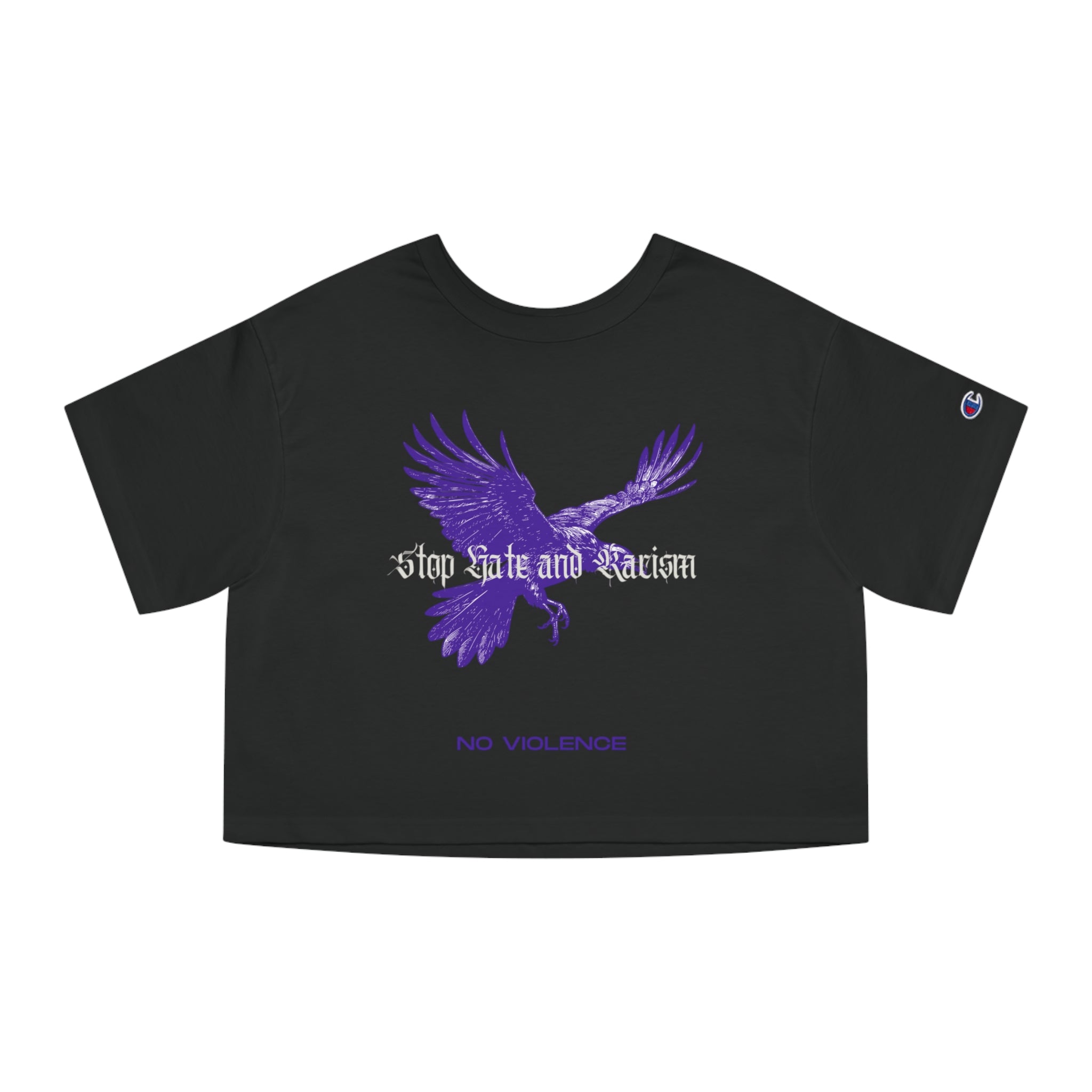 No Violence Raven Cropped T-Shirt — Women's Champion Heritage Graphic Tee