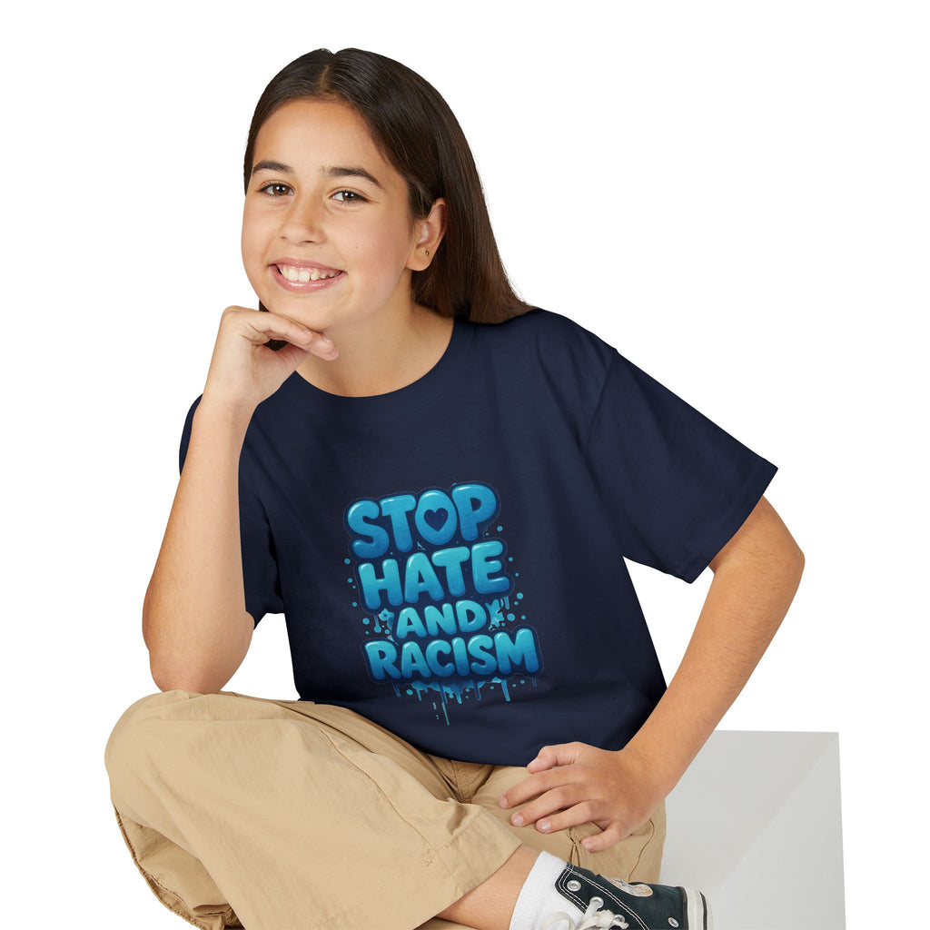Stop Hate and Racism Youth T-Shirt — Anti-Racism Message Tee