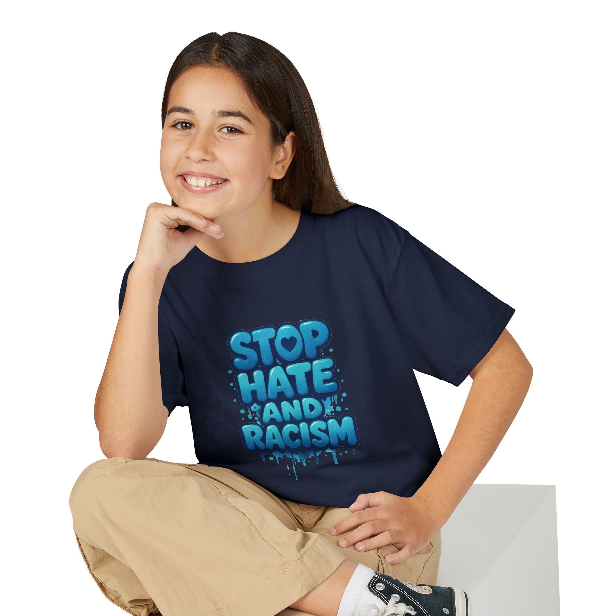 Stop Hate and Racism Youth T-Shirt — Anti-Racism Message Tee