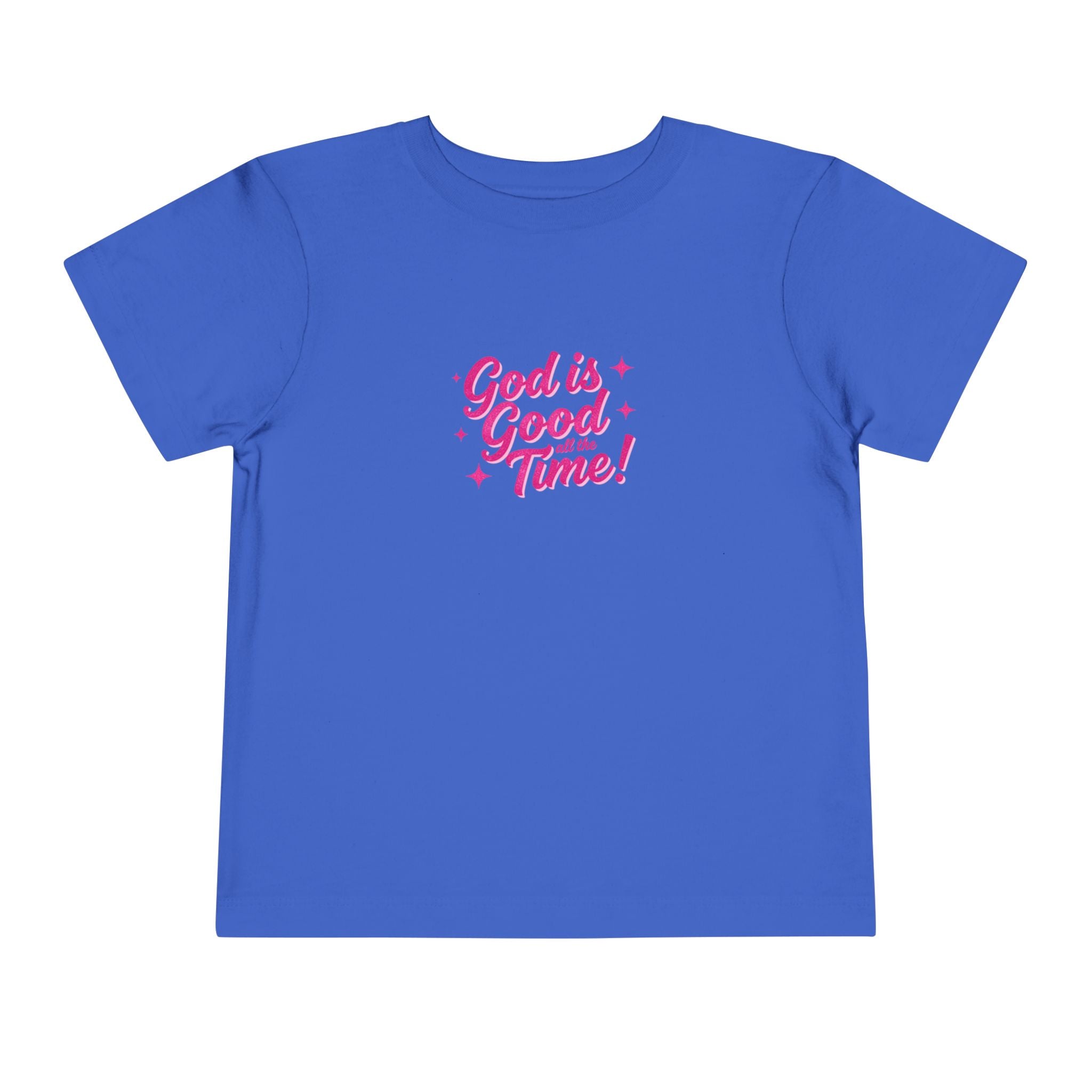 Toddler Tee – "God is Good Time" Pink Script Christian Kids Shirt
