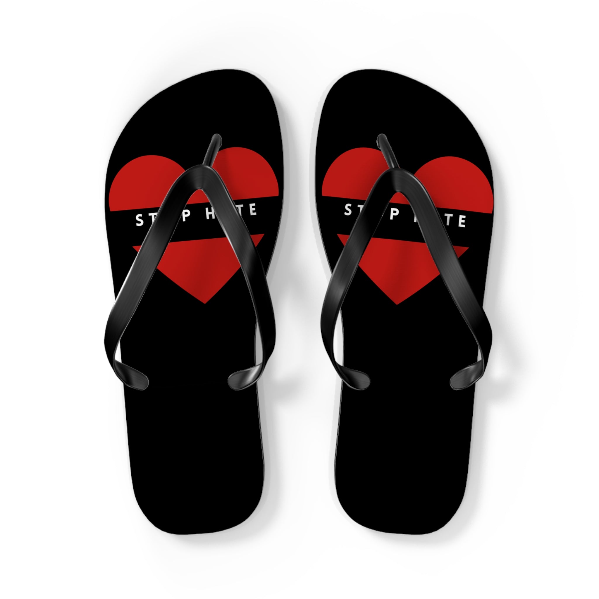 Heart Stripe Flip Flops – "SOPHIRE" Black Beach Sandals