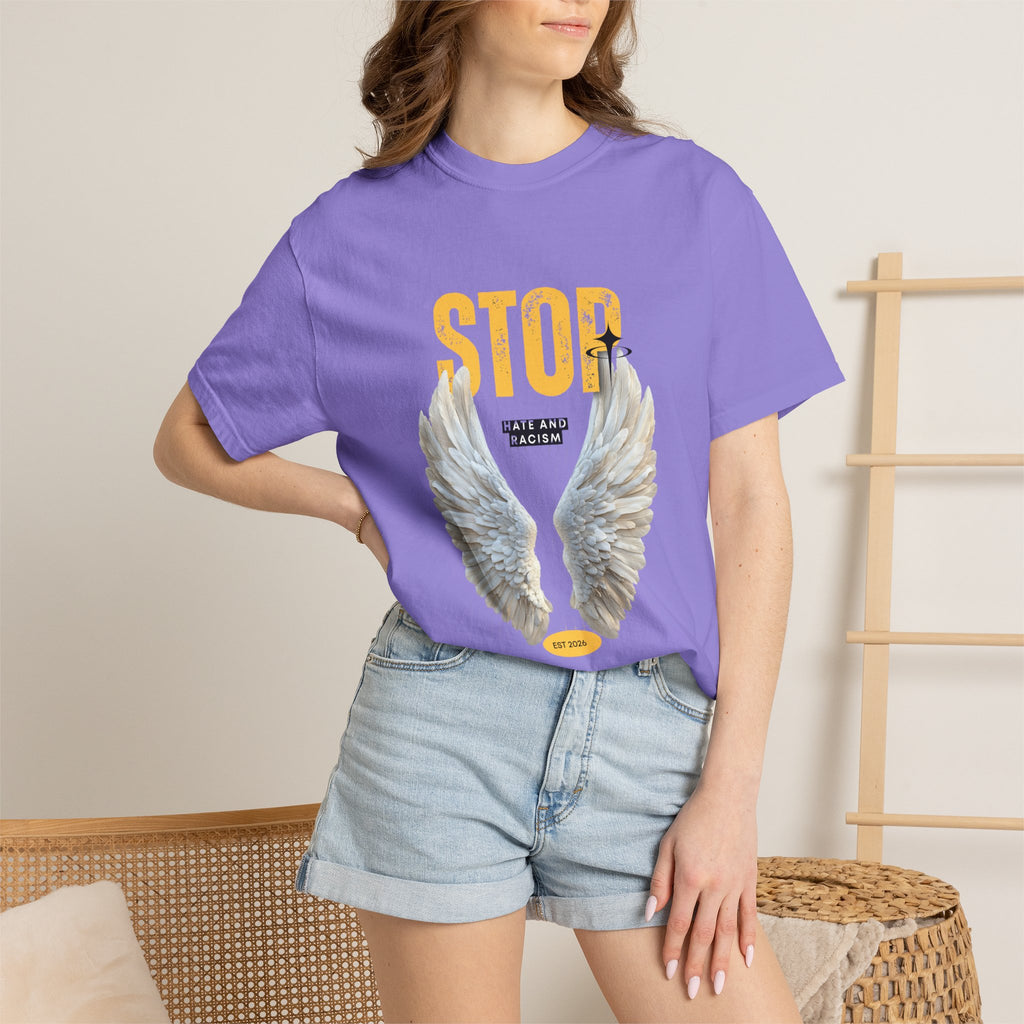 Angel Wings "STOP" Graphic T‑Shirt