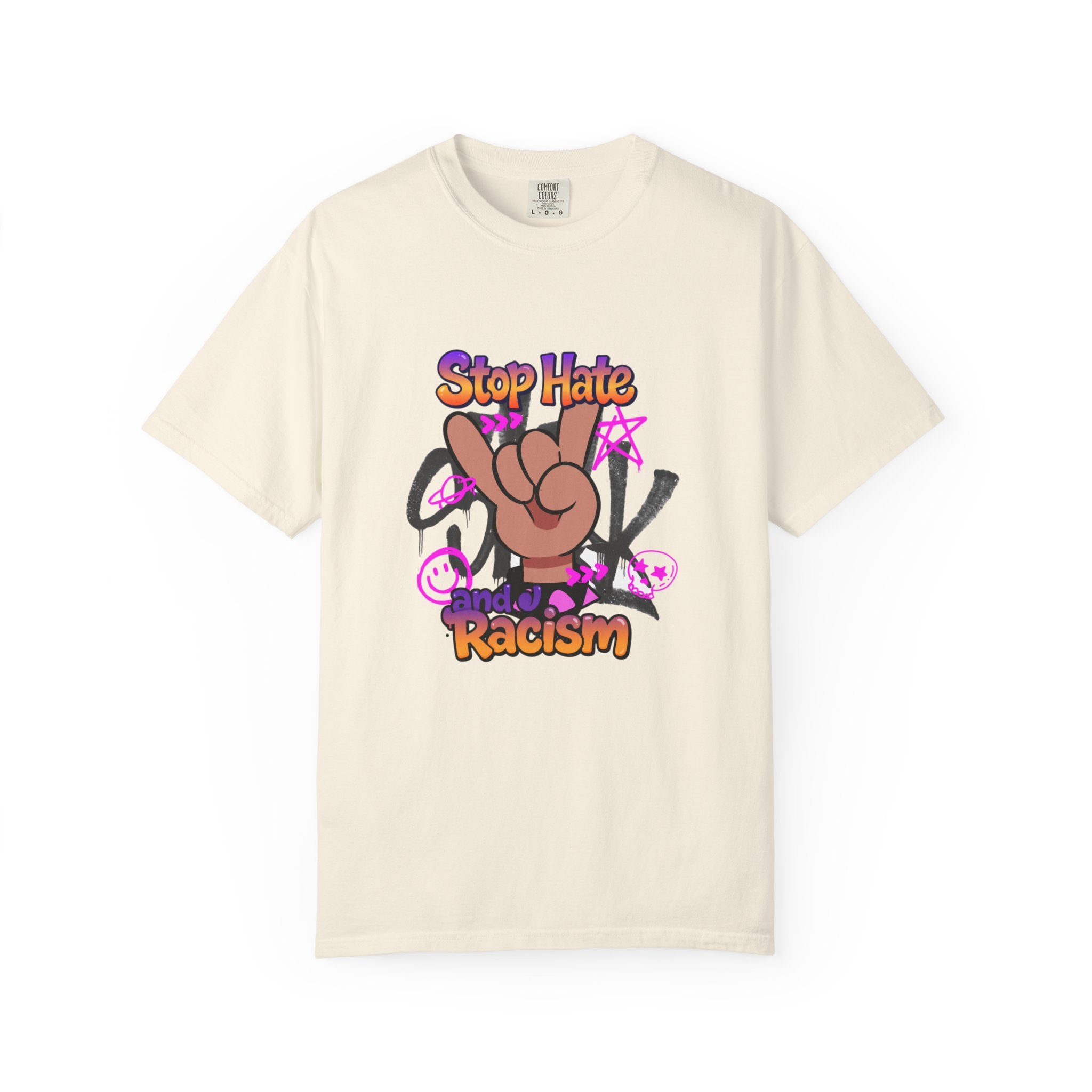 Stop Hate and Racism Graphic T-Shirt – Anti-Racism Solidarity Tee