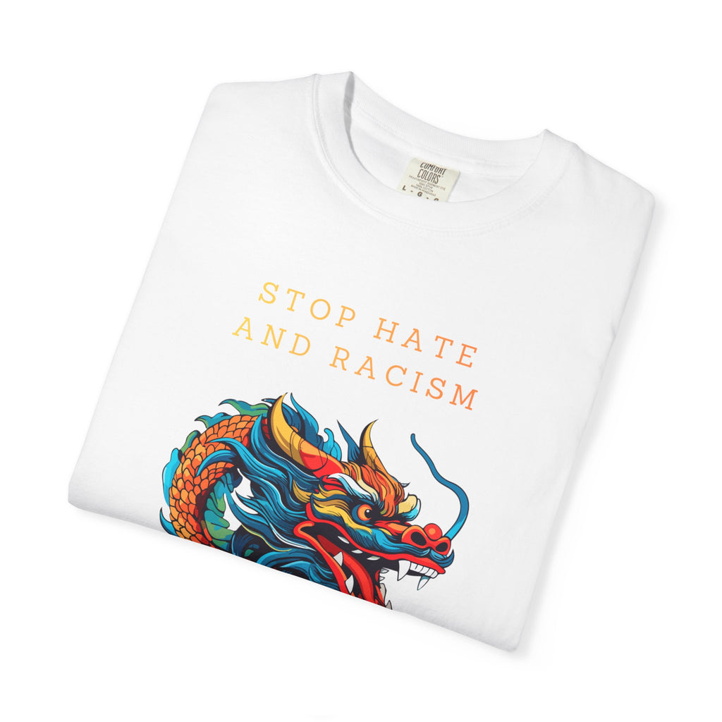 T-Shirt — 'Stop Hate and Racism, No Violence' Dragon Graphic Tee