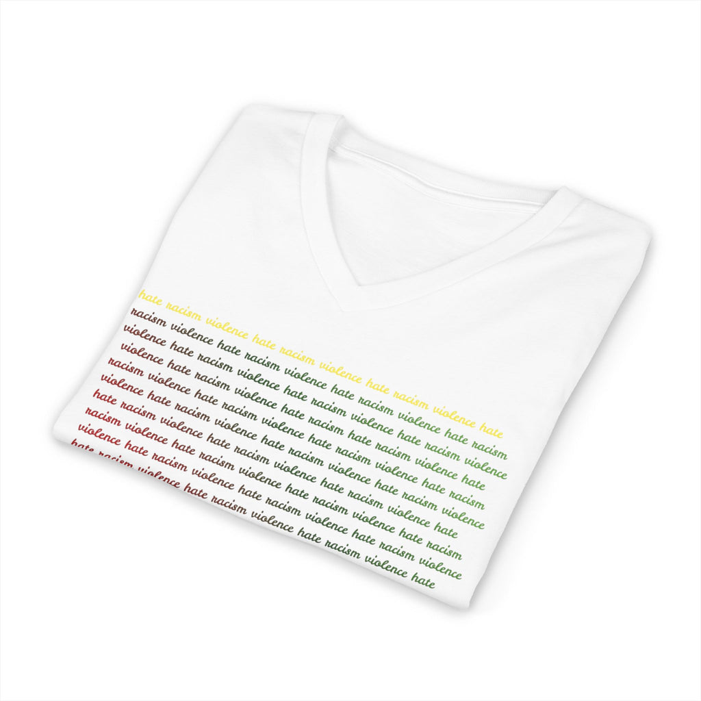 STOP Graphic V-Neck Tee — Bold Typographic Statement Shirt