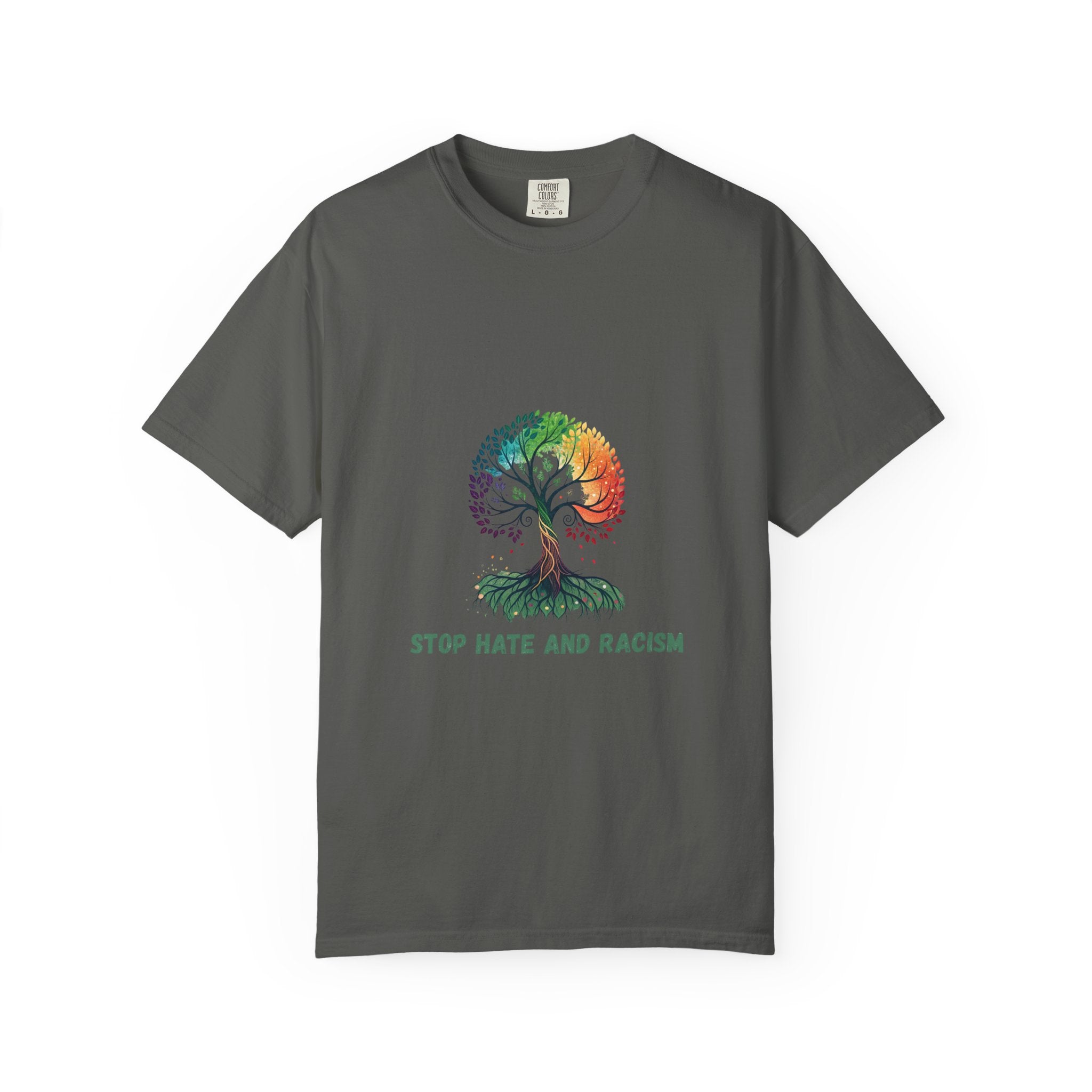 Stop Hate and Racism Tree T-Shirt — Rainbow Unity Tee