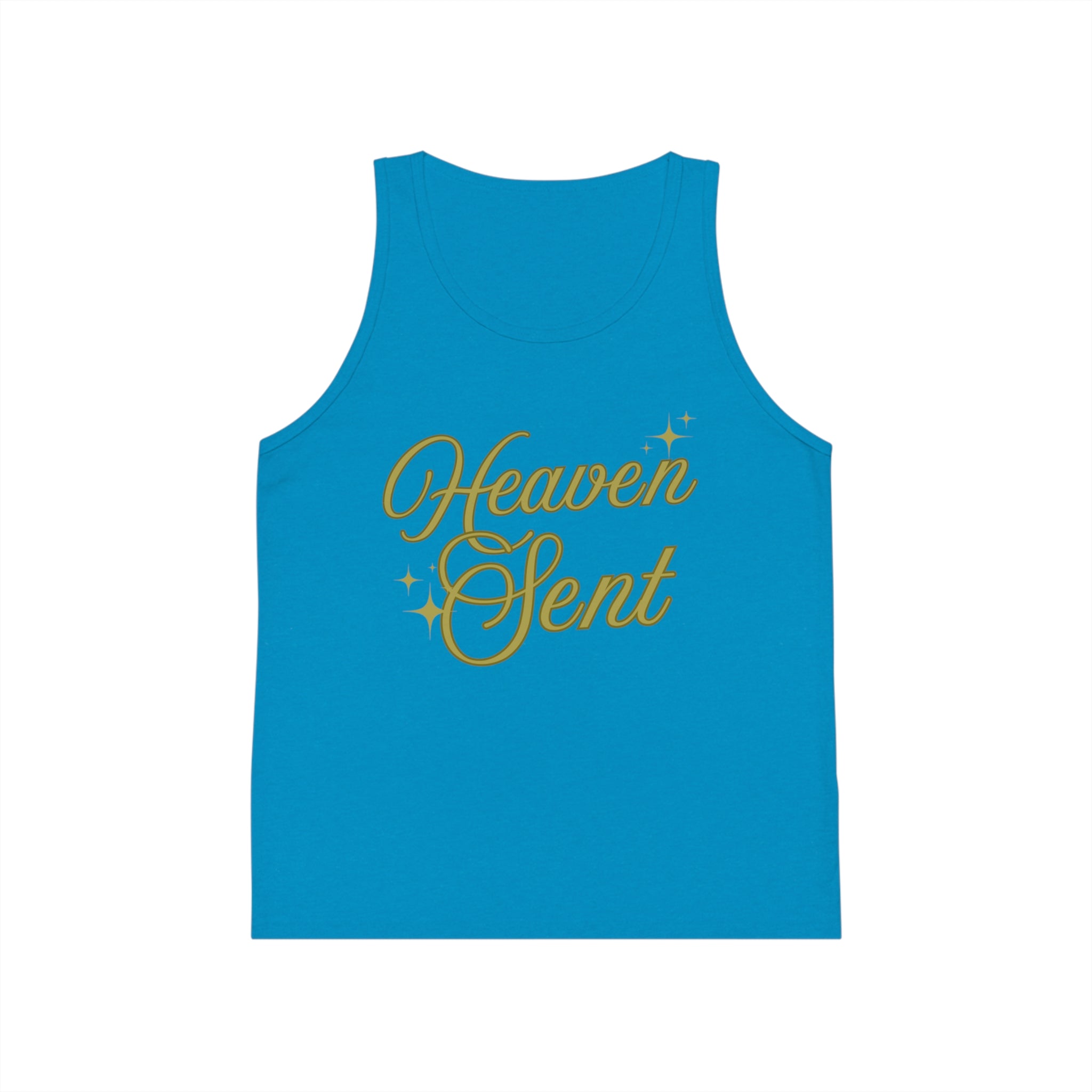 Kid Tank Top - "Heaven Sent" Gold Script Kids Jersey Tank