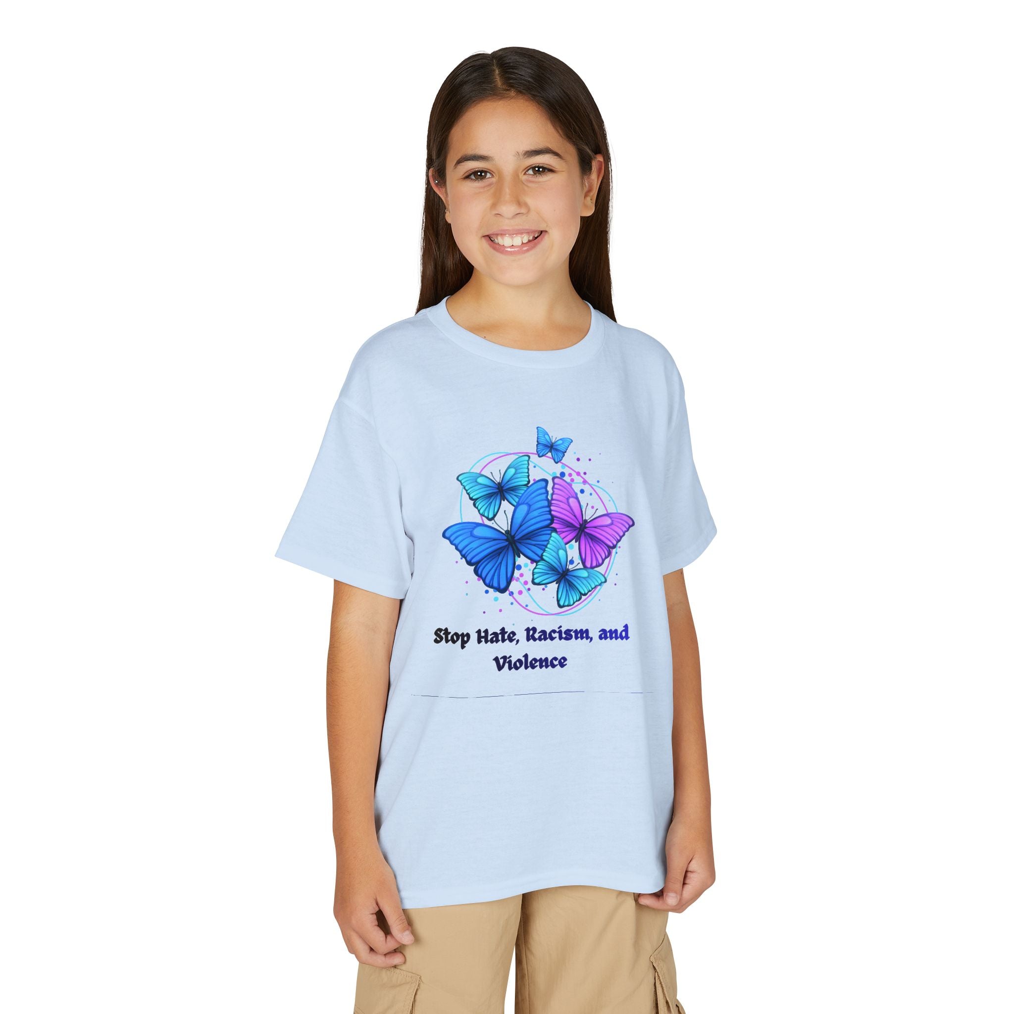 Youth Butterfly Awareness T-Shirt — "Stop Hate, Harassment, and Violence"