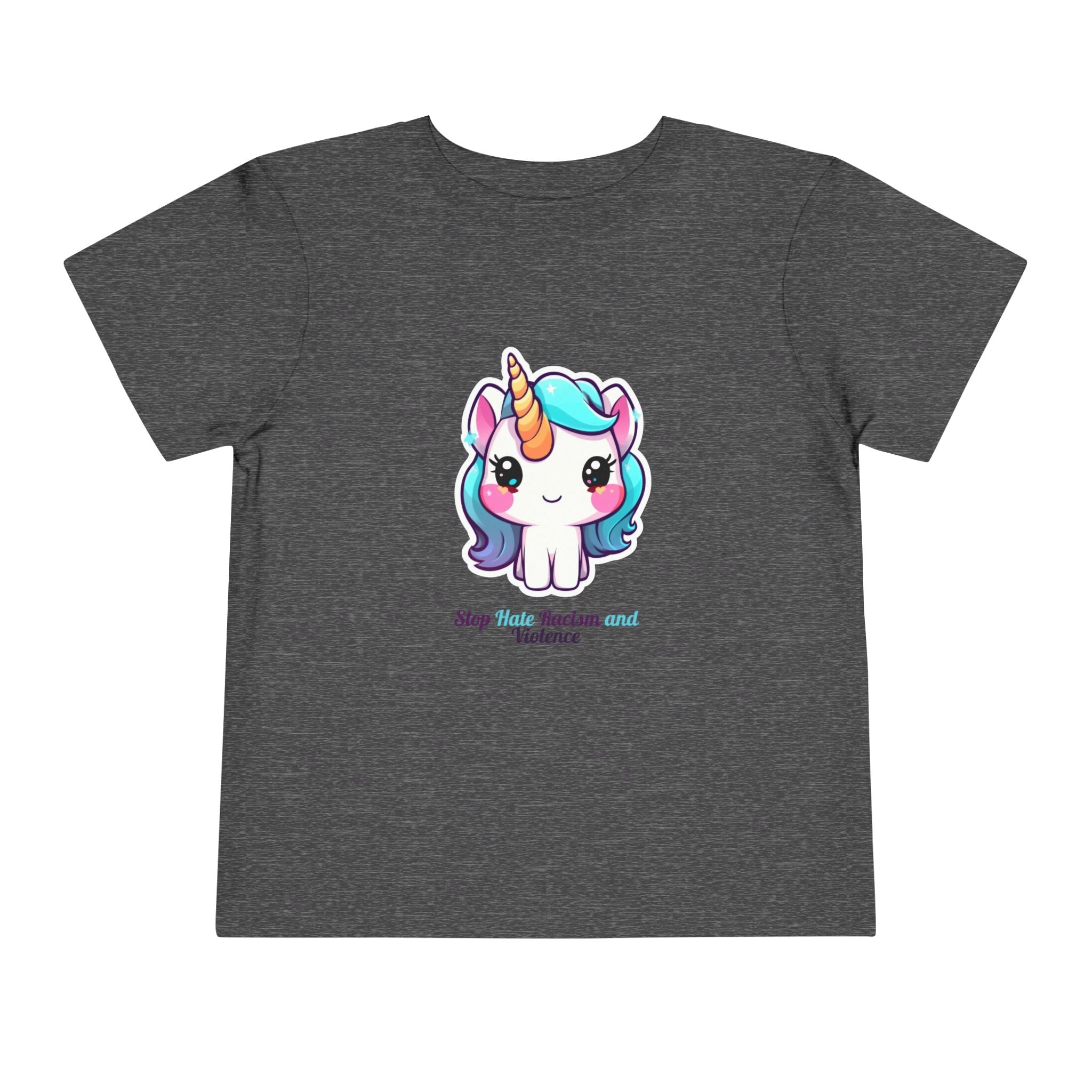 Toddler Tee — Cute Rainbow Unicorn "Stay Positive and Believe" Kids Shirt