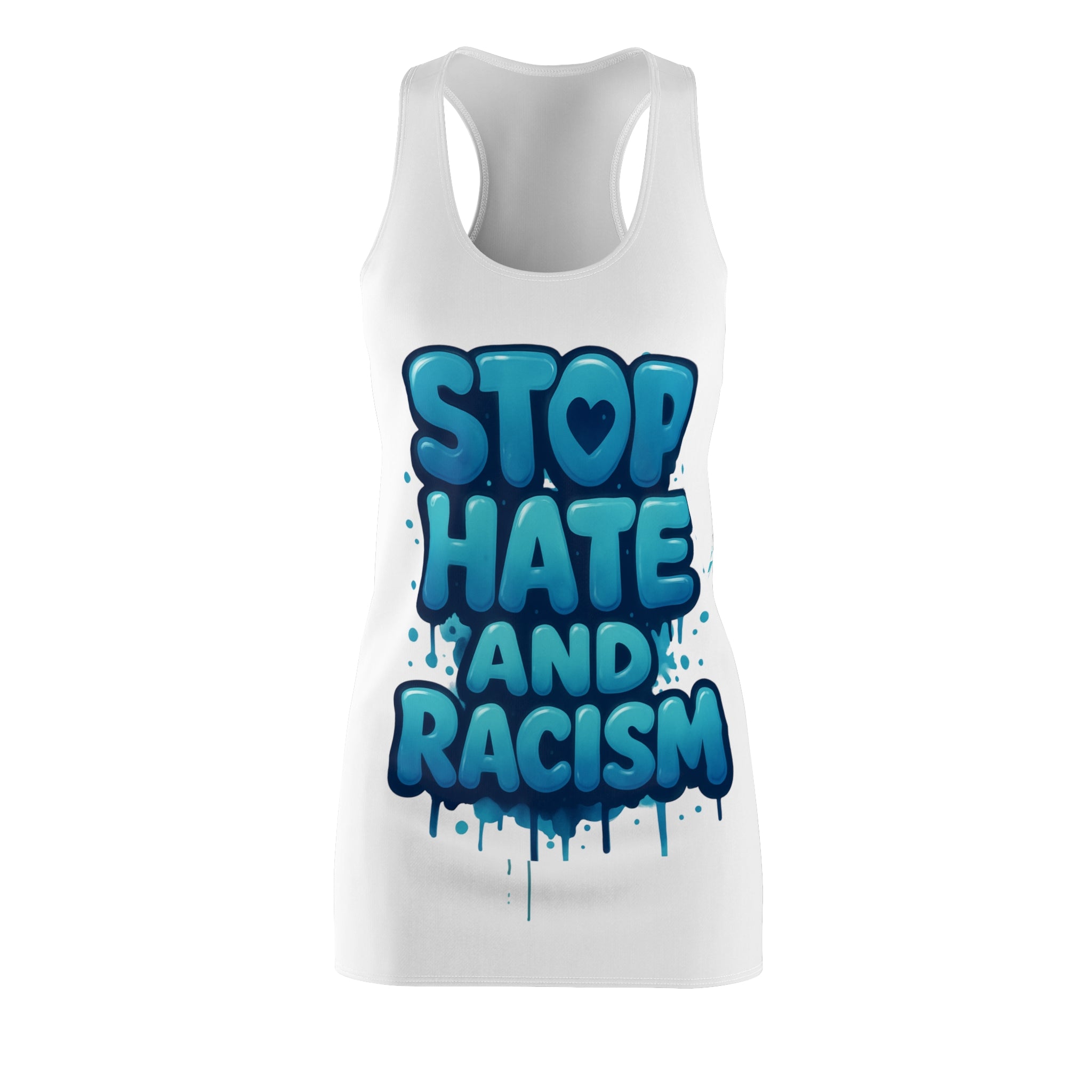 Racerback Dress — "Stop Hate and Racism" Graffiti Statement Dress