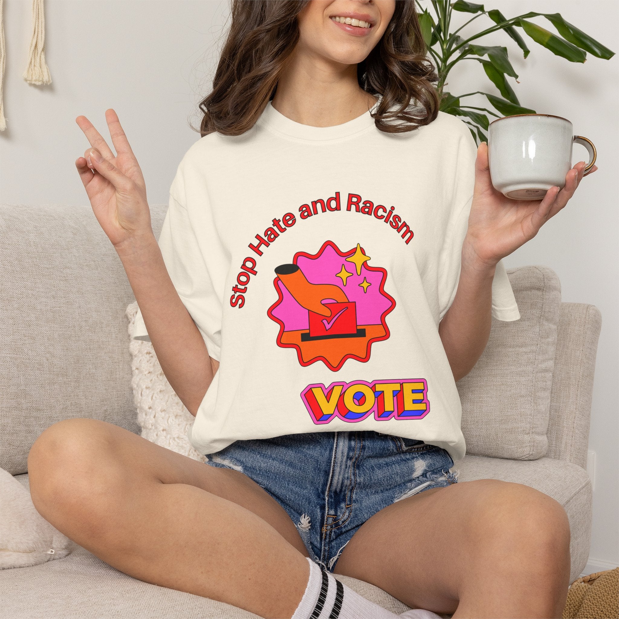 Vote: Stop Hate and Racism Graphic T-Shirt
