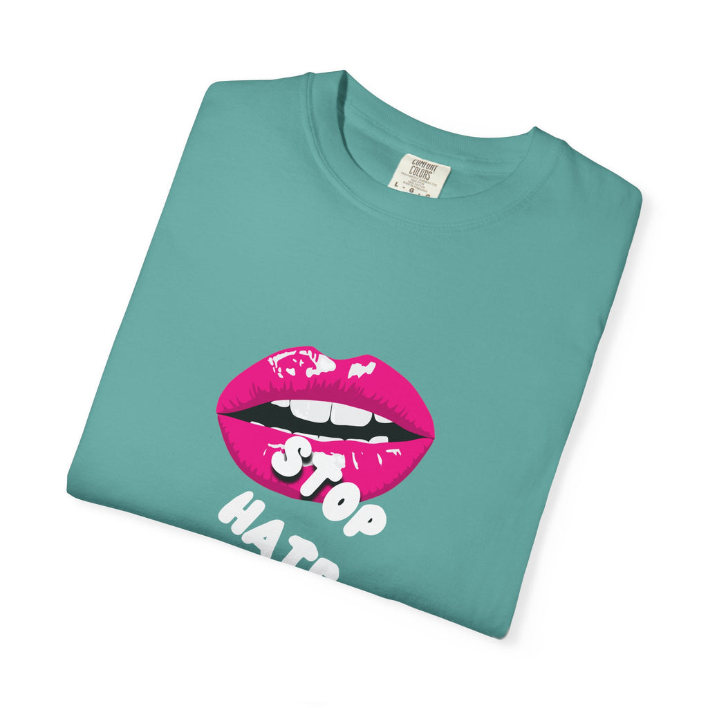 T-Shirt — Pink Lip 'Stop' Graphic Tee (No Racism or Violence)