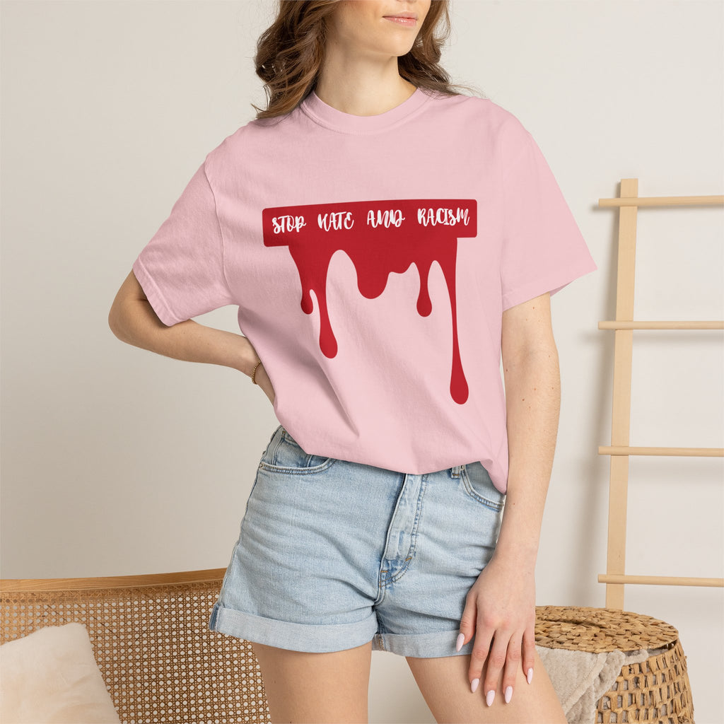 T-Shirt “Stop Hate, End Racism” Dripping Blood Graphic Tee