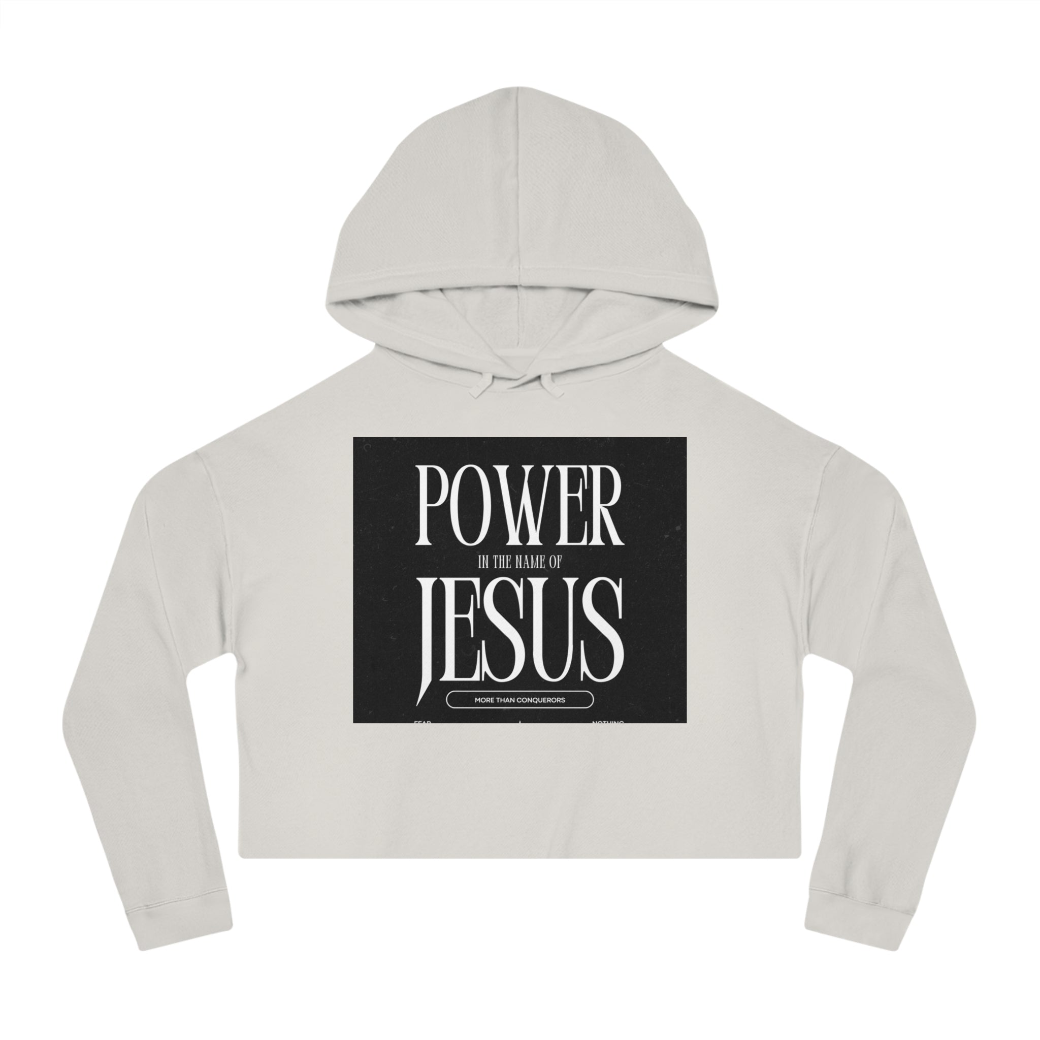 Cropped Hoodie — 'Power In The Name Of Jesus' Christian Faith Sweatshirt