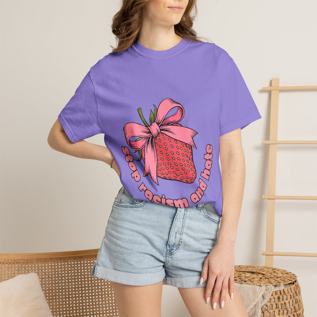 Stop Racism and Hate T-Shirt — Pink Strawberry Gift Graphic Tee
