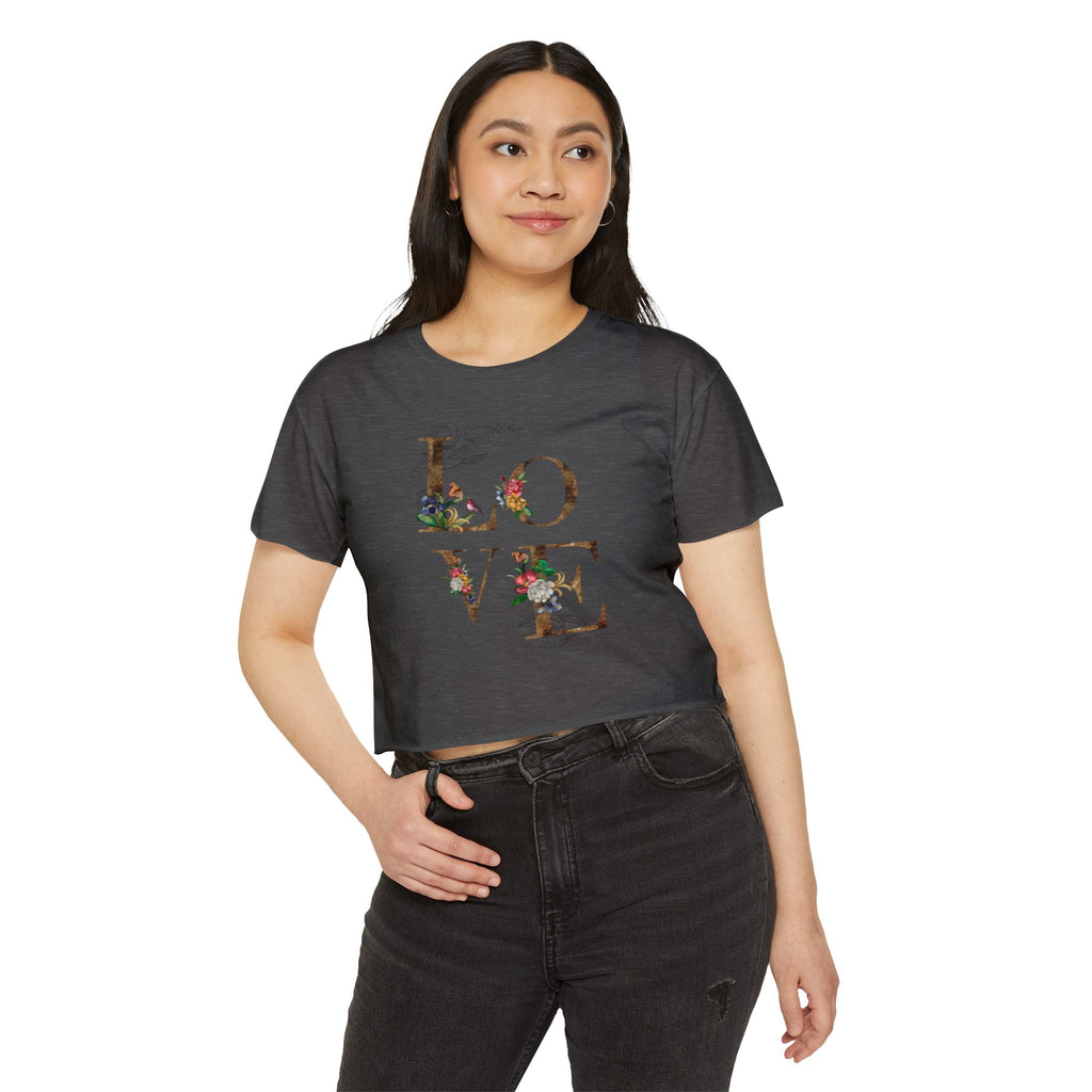 LOVE Floral Crop Top — Women's Festival Graphic Tee