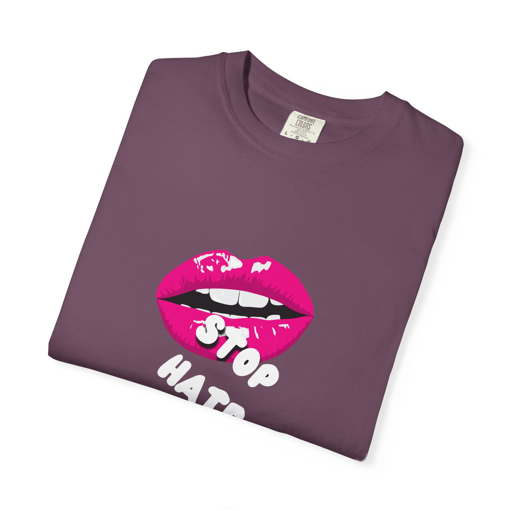 T-Shirt — Pink Lip 'Stop' Graphic Tee (No Racism or Violence)