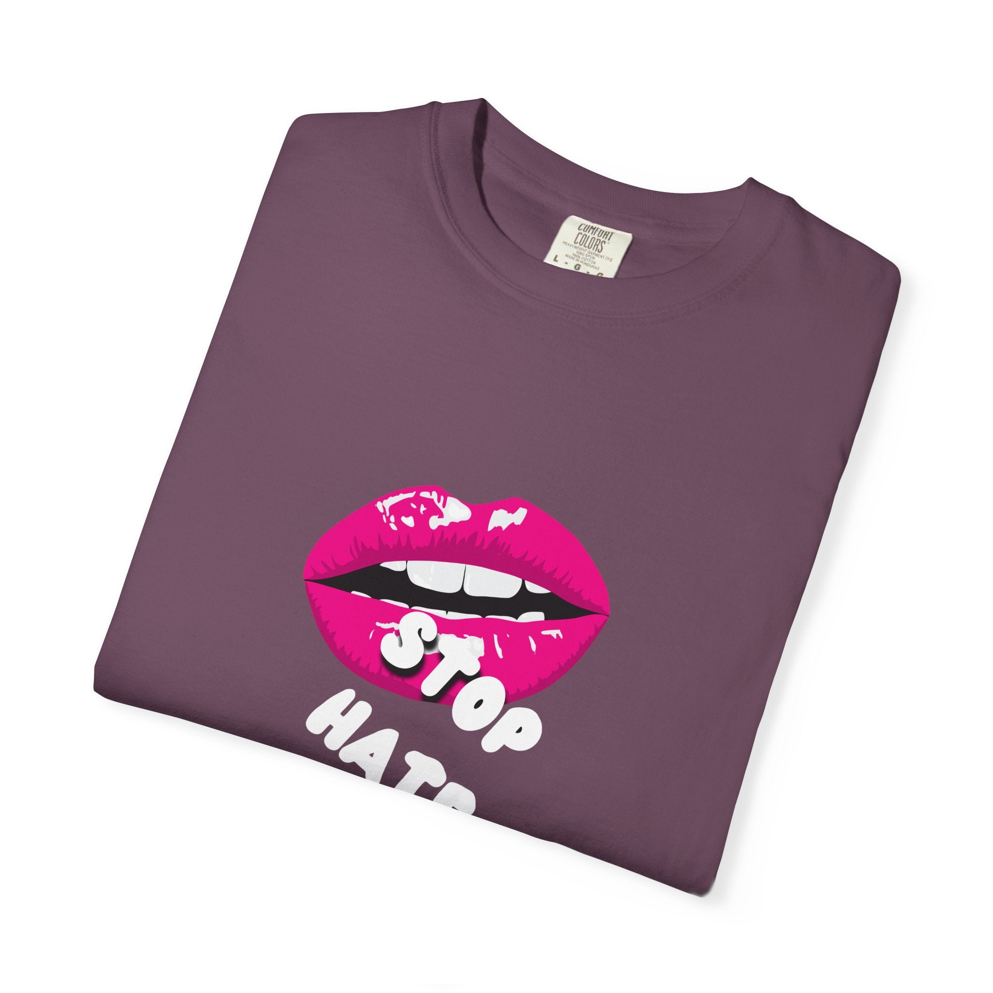 T-Shirt — Pink Lip 'Stop' Graphic Tee (No Racism or Violence)