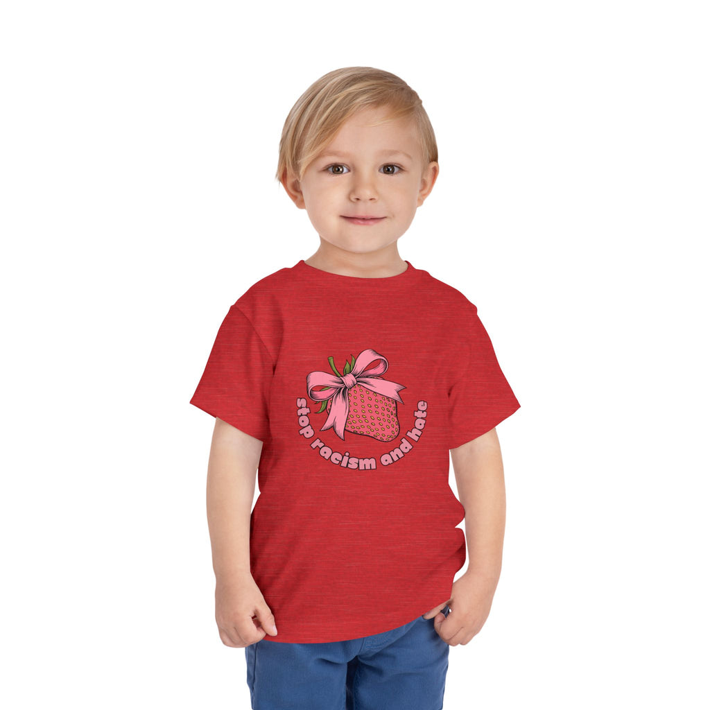 Toddler Tee — Pink Gift Strawberry Graphic "Stop Rockin and Rollin"