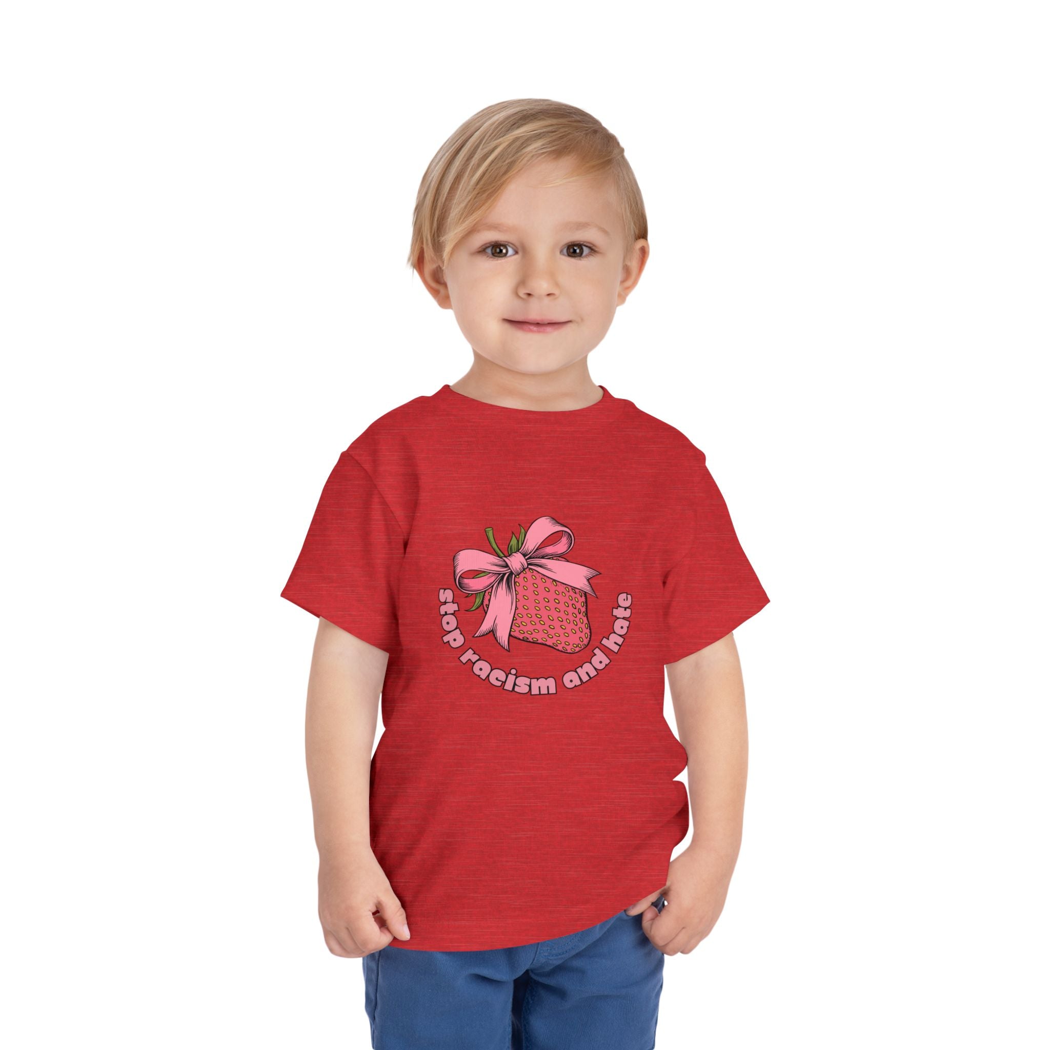 Toddler Tee — Pink Gift Strawberry Graphic "Stop Rockin and Rollin"