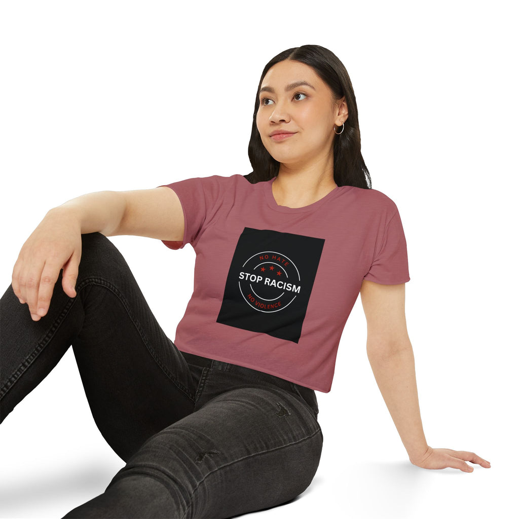 Stop Racism Crop Top — Anti-Racism Statement Women's Festival Tee