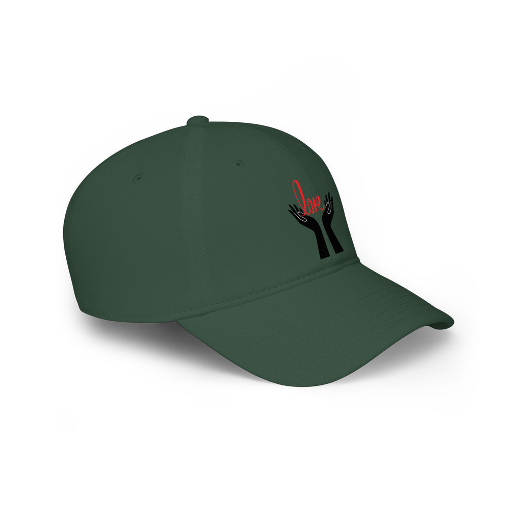 Prayer Hands Baseball Cap — Minimal Black Hands Embroidered Low Profile Hat